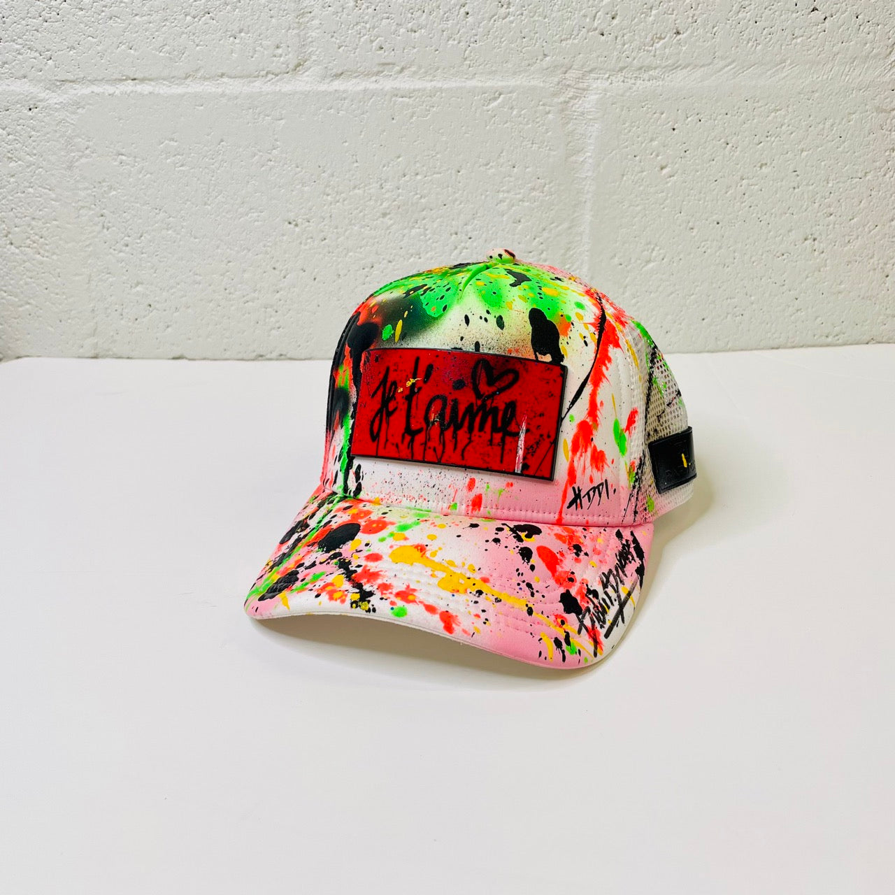 Partch Atelier Je t'aime Trucker Cap White | Custom hand Painted Cap