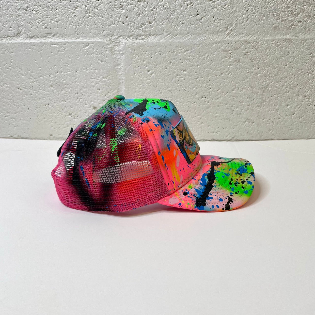 Workshop Partch Trucker Hat in Pink | Hand-Painted by Didier Devaux