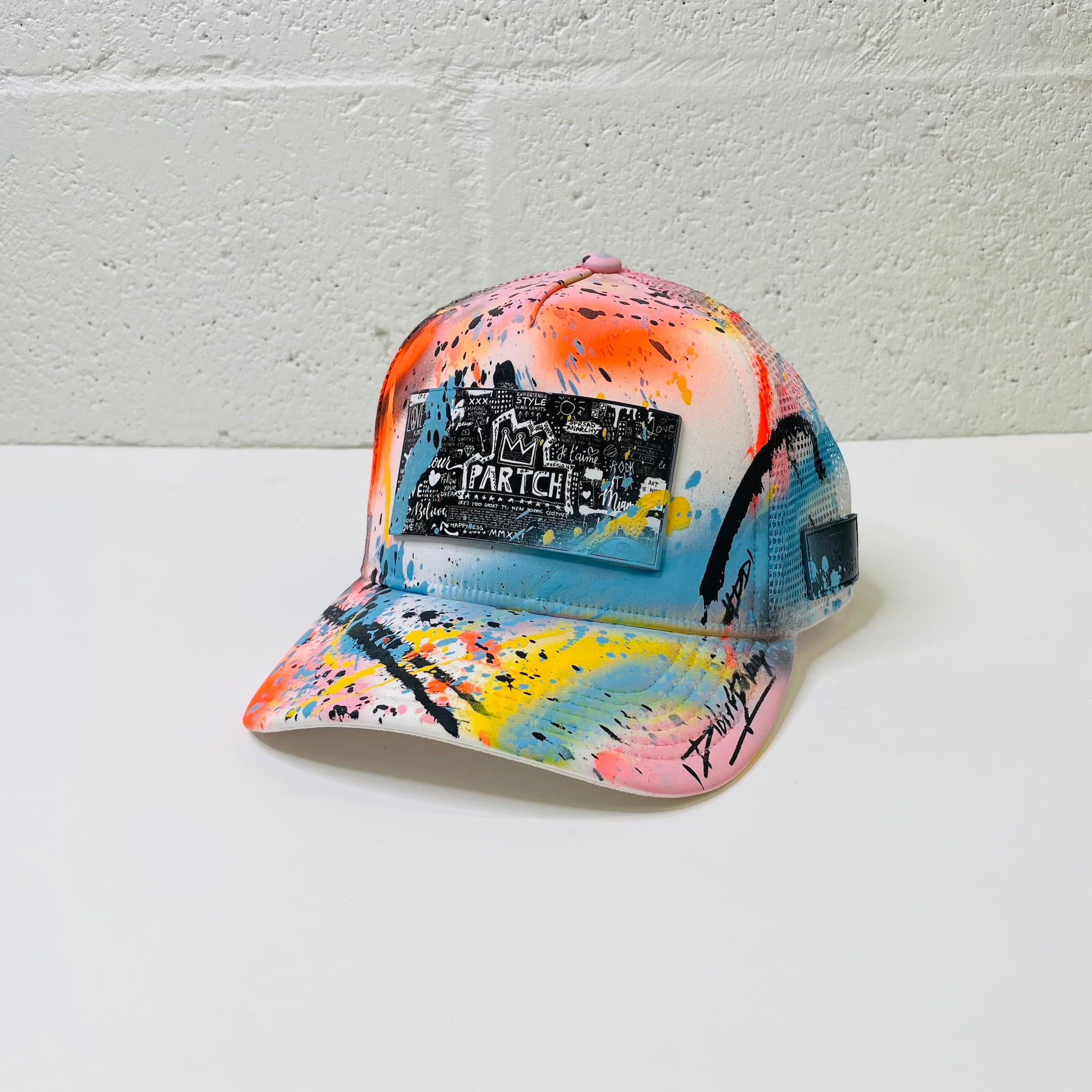 PARTCH Atelier Custom Hand Painted Trucker Hat | White