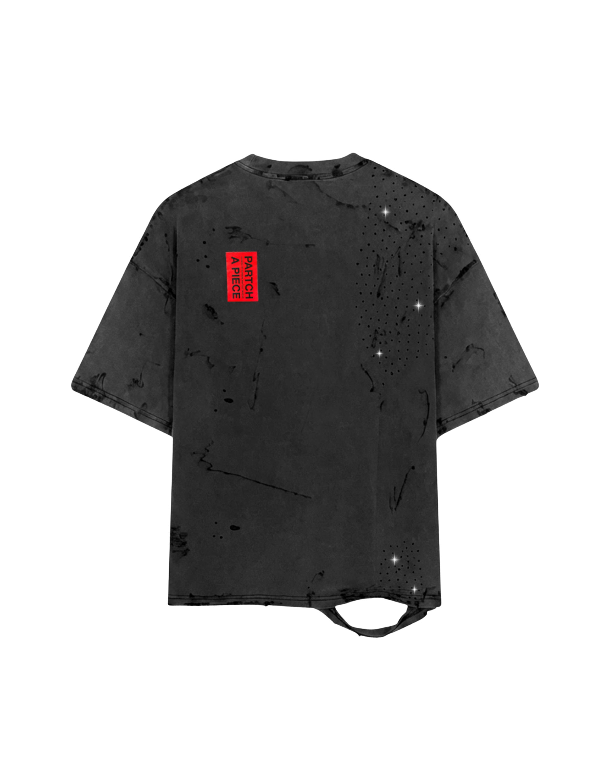 Crystal Distressed Oversized tee Black Crystal in Cotton Vintage Black - Partch by Didier Devaux