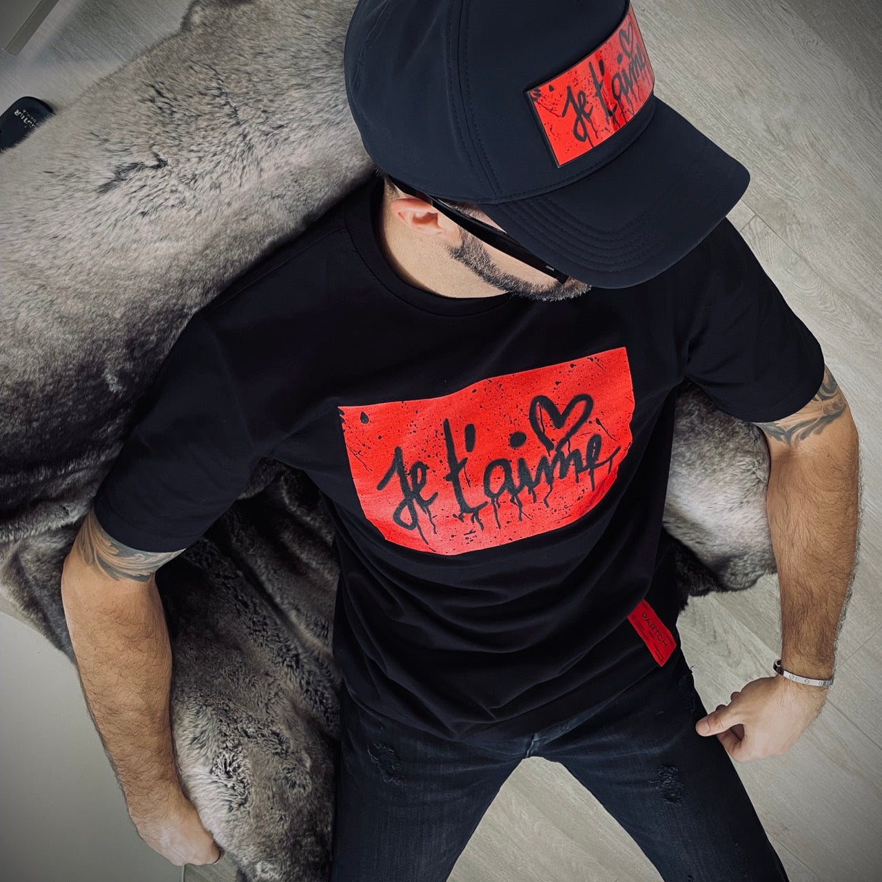 Je t'Aime Fashion Graphic T-Shirt Black Cotton for Men | Partch