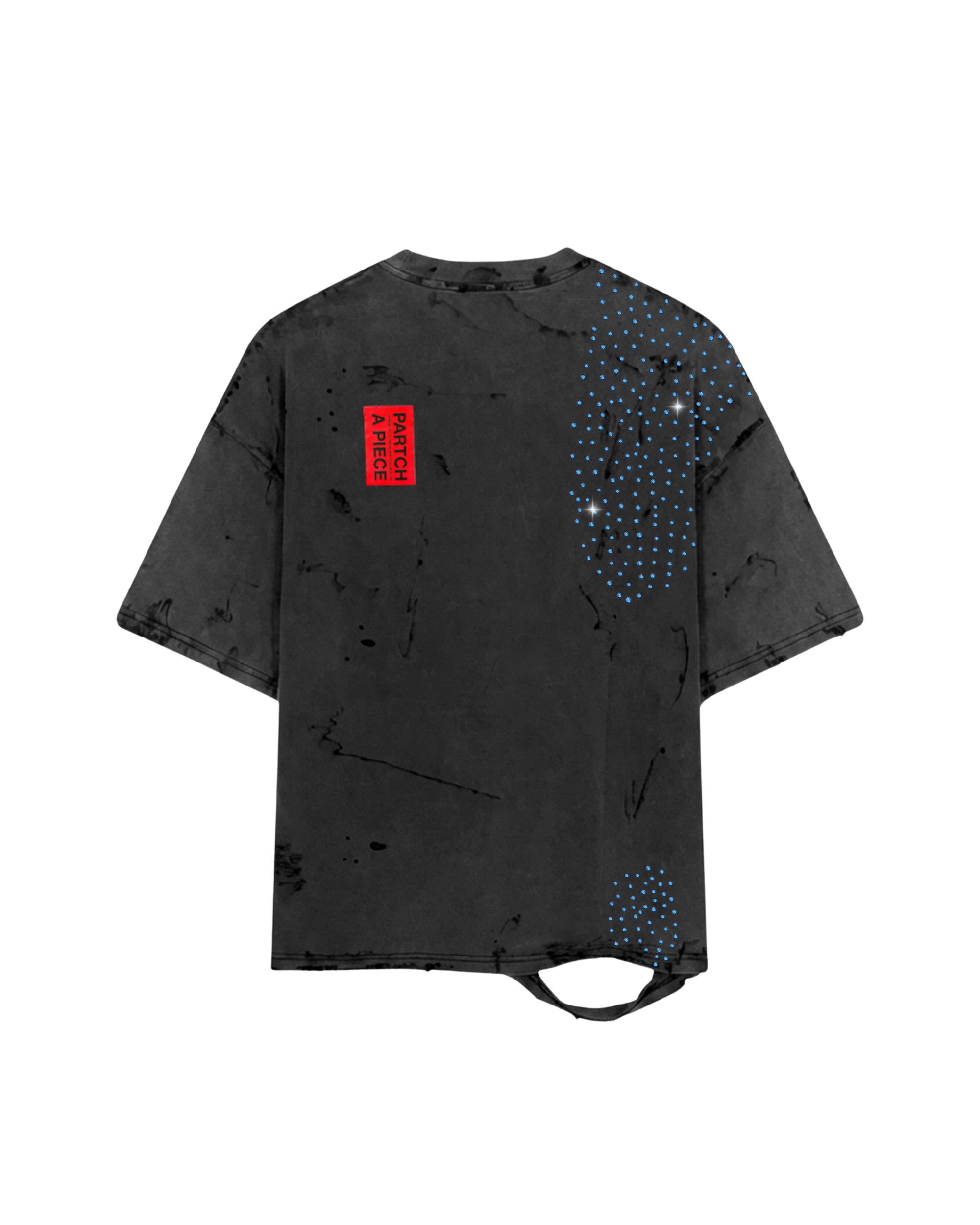 Crystal Distressed Oversized Tee Blue Crystal Vintage Black | PARTCH by Didier Devaux