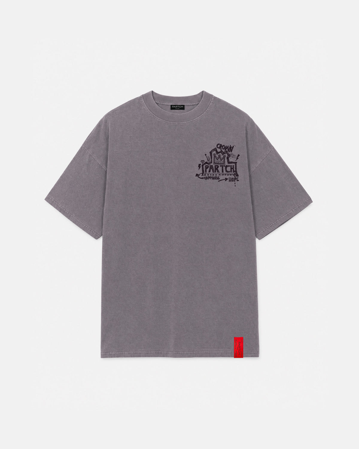 Luxury Grey Oversized T-Shirt Crown Art Printed at the Front | PARTC