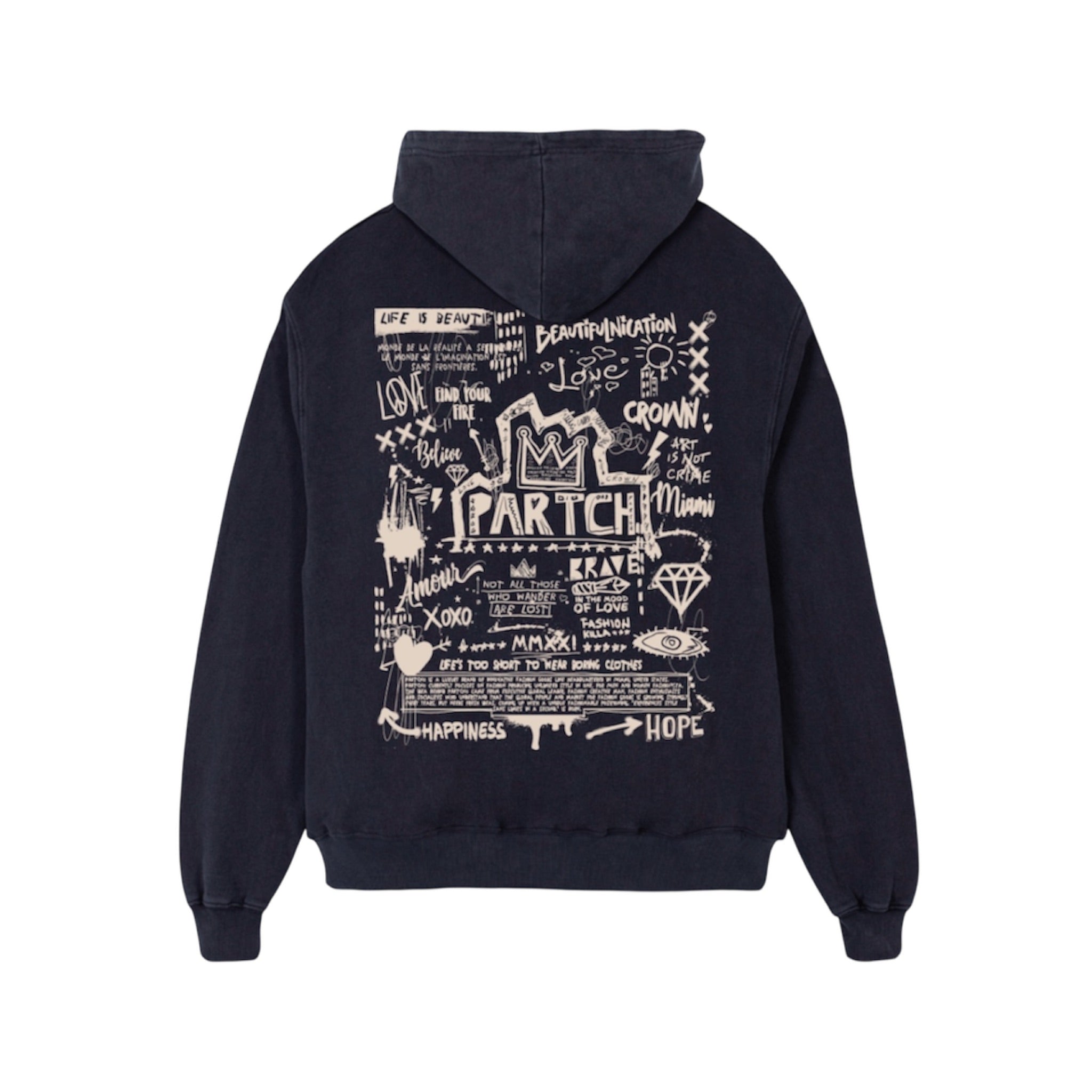 PARTCH Crown Vintage Black Hoodie from Men | Luxury Streetwear