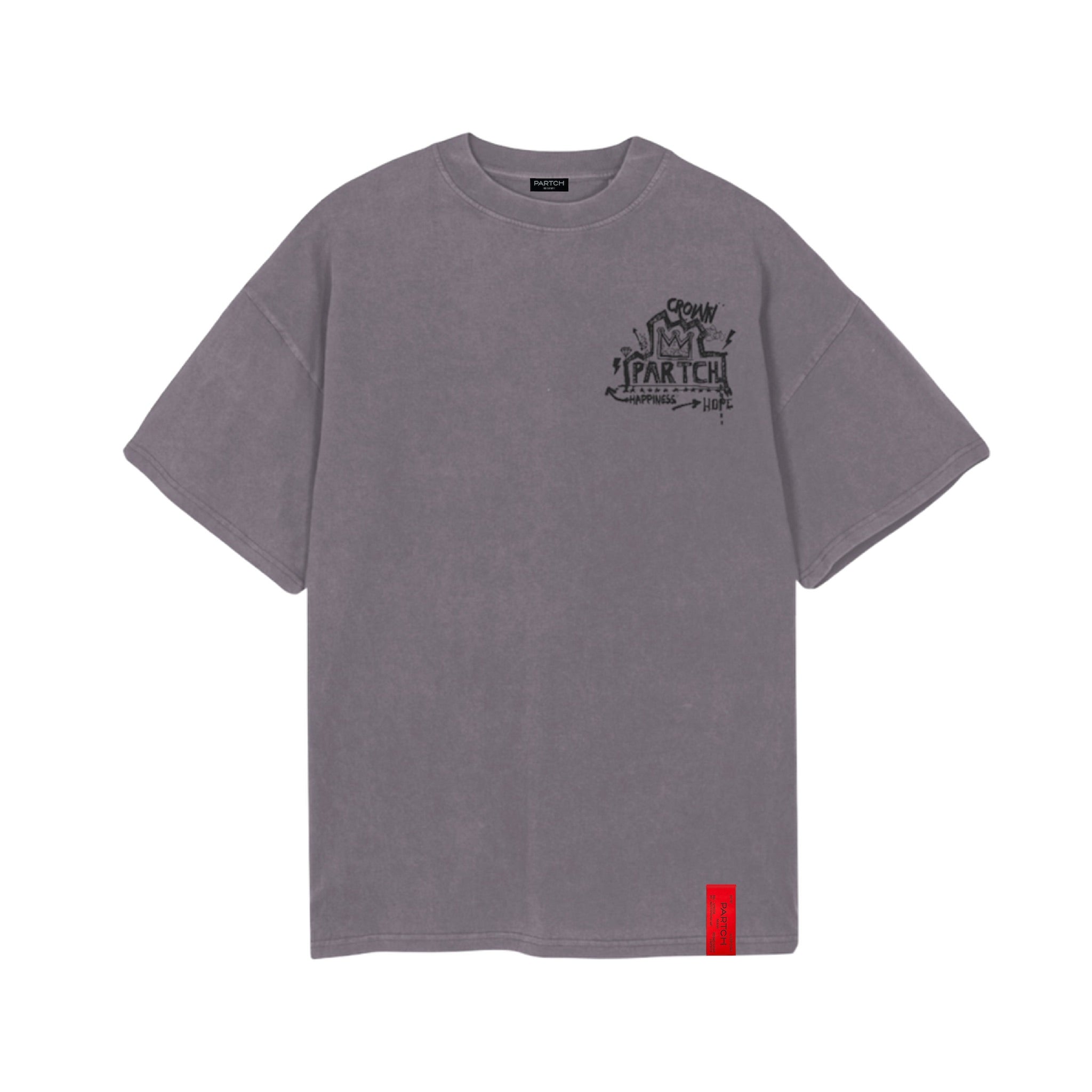 Partch Crown Oversized Graphic Tee Grey Pigment for Men | luxury Streetwear