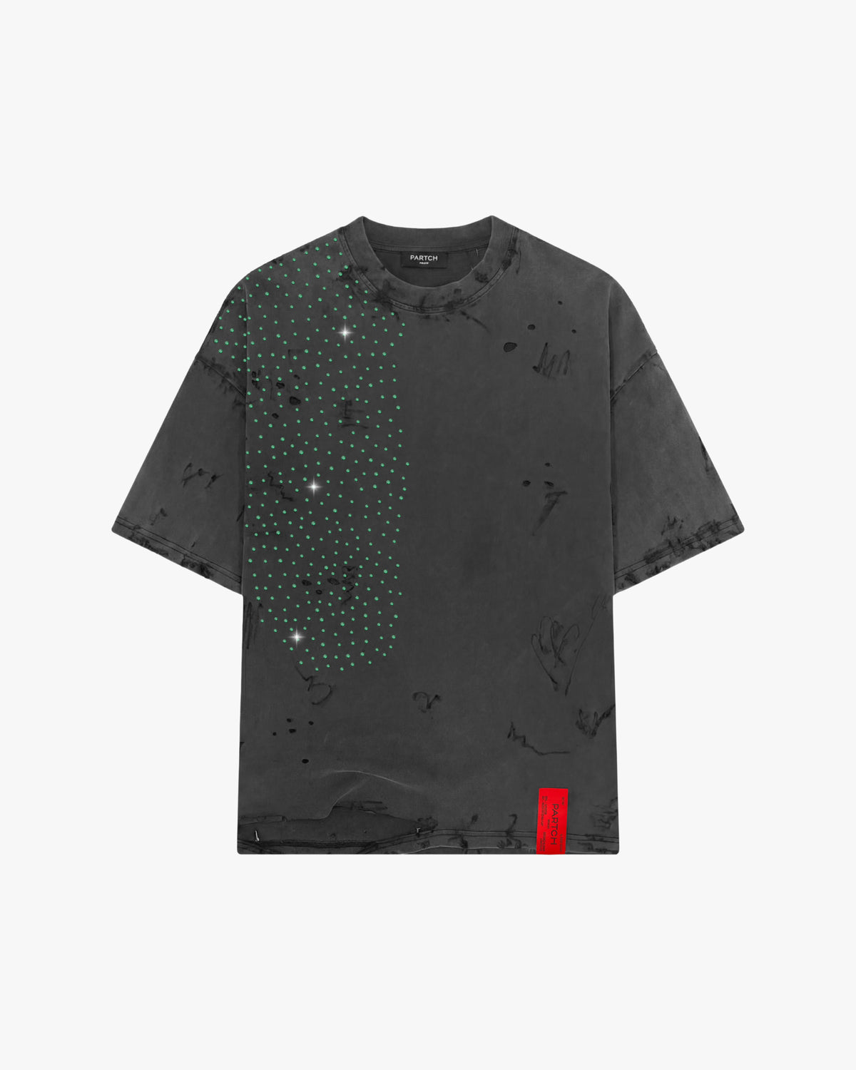 Crystal Green Distressed Oversized T-Shirt Vintage Black Cotton | PARTCH Didier Devaux