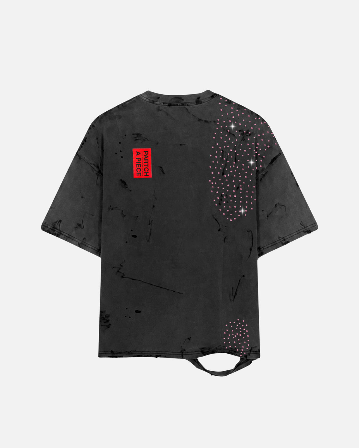 Crystal Pink Distressed Oversized T-Shirt Vintage Black Cotton | PARTCH