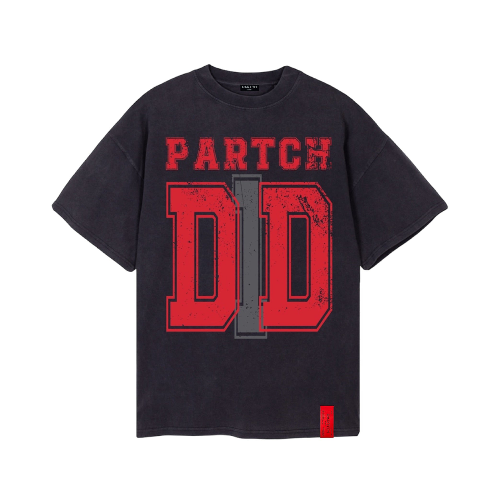 Partch DD1 Oversized T-Shirt Vintage Black Printed in Red at the front and back | Luxury Streetwear