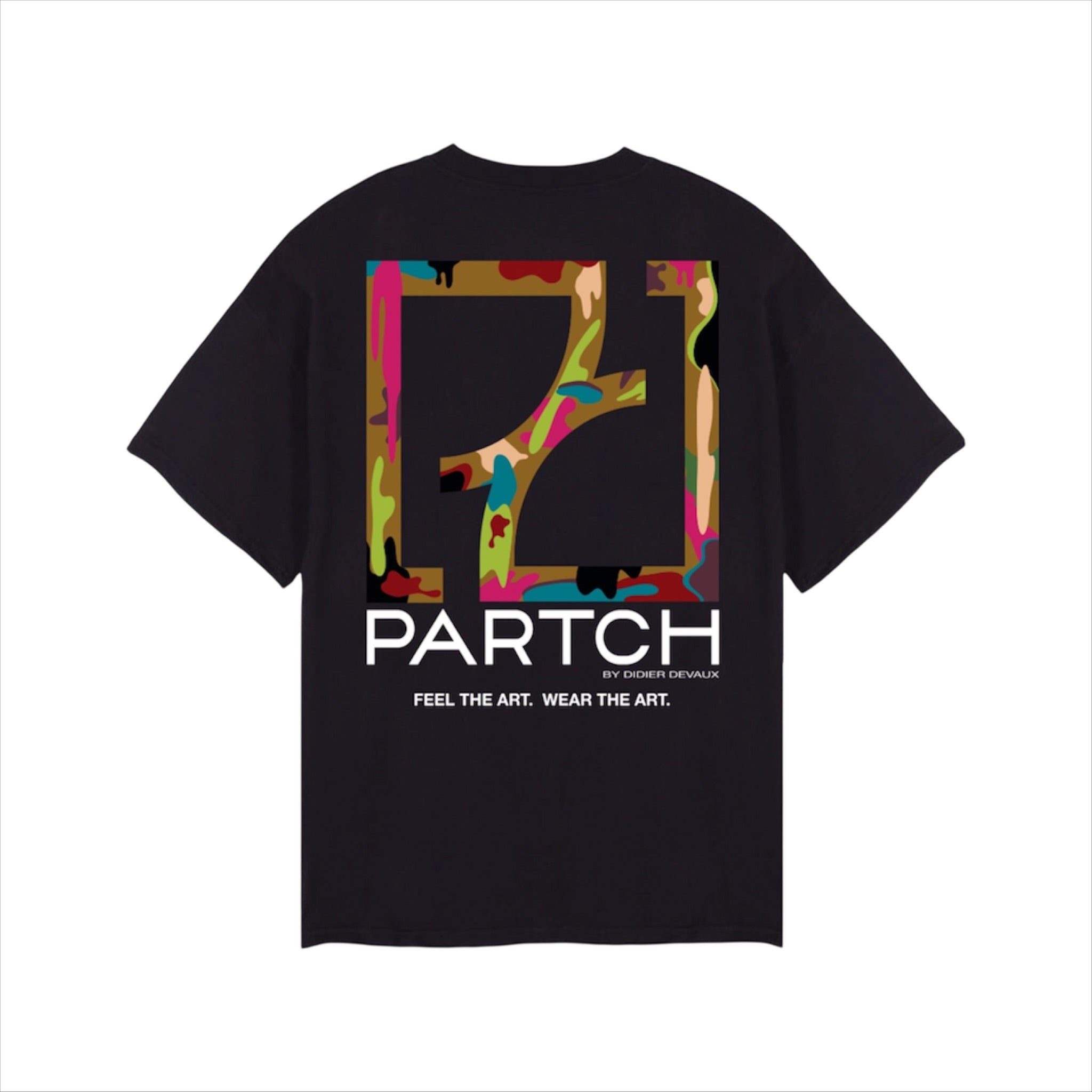 Partch Drift Designer Fashion Oversized Tee Black Art Graphic Print | Luxury Streetwear