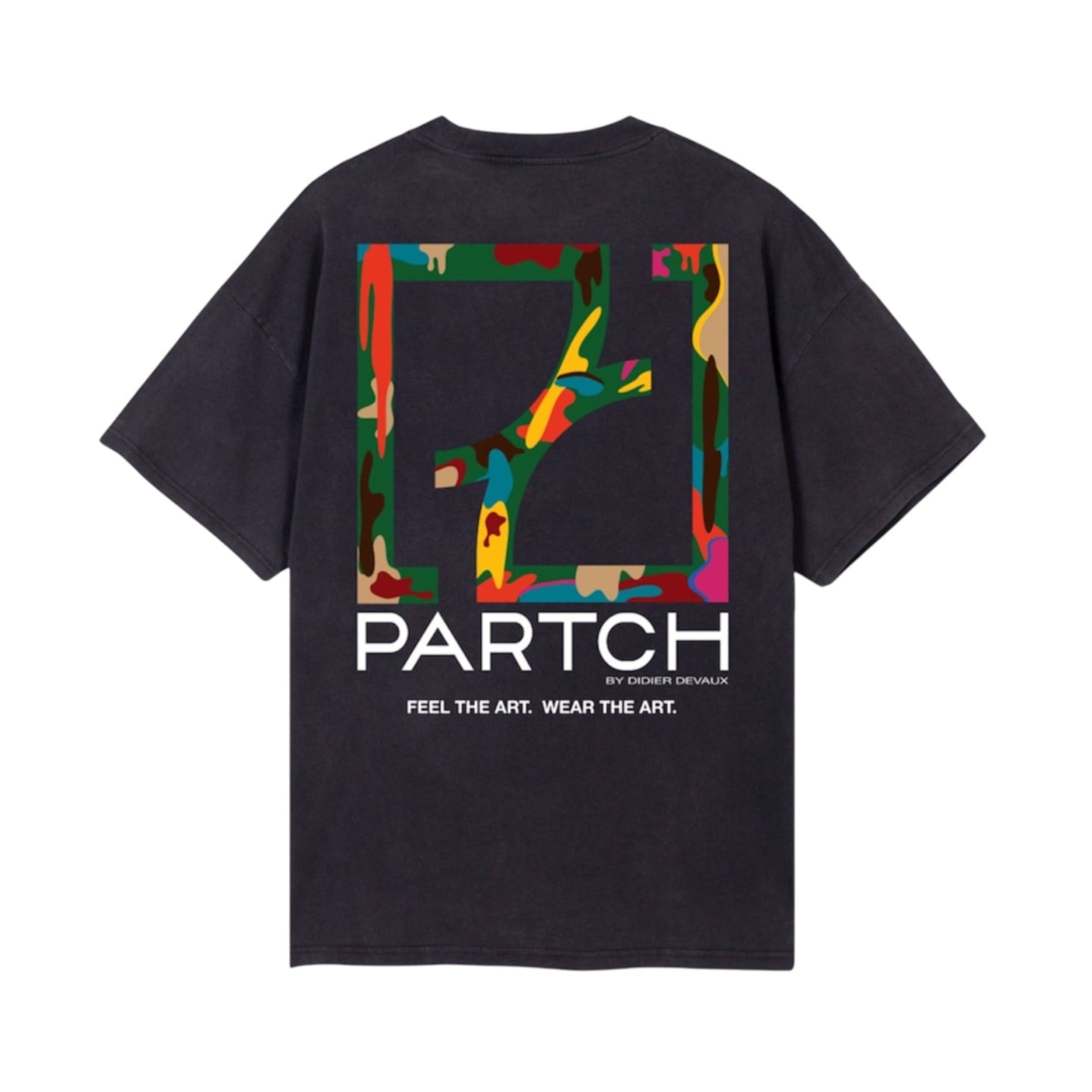 Partch Designer Logo Print Oversized Tee in Vintage Black | Luxury Streetwear