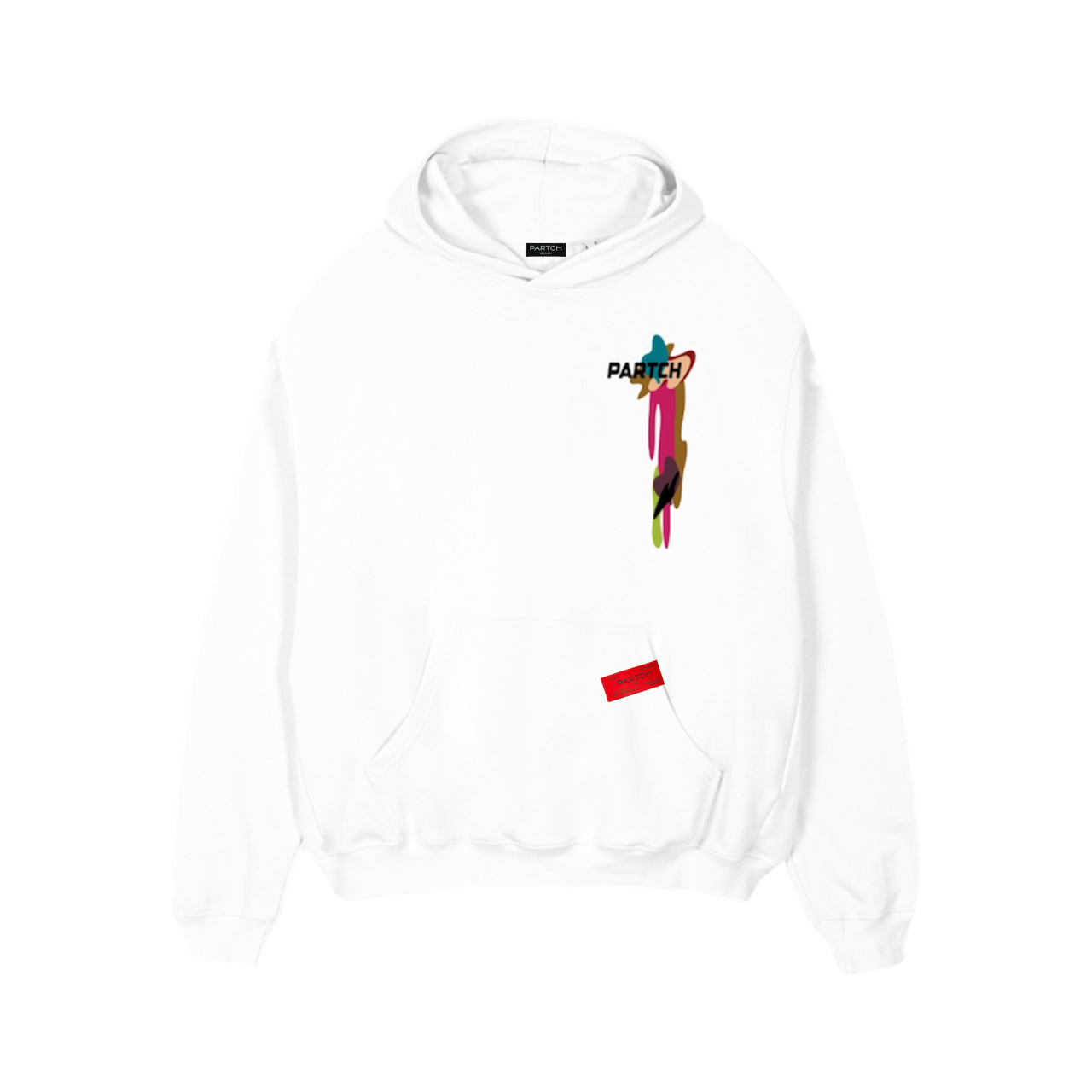 Luxury White Graphic Drift Oversized Hoodie French Terry Cotton | PARTCH by Didier Devaux