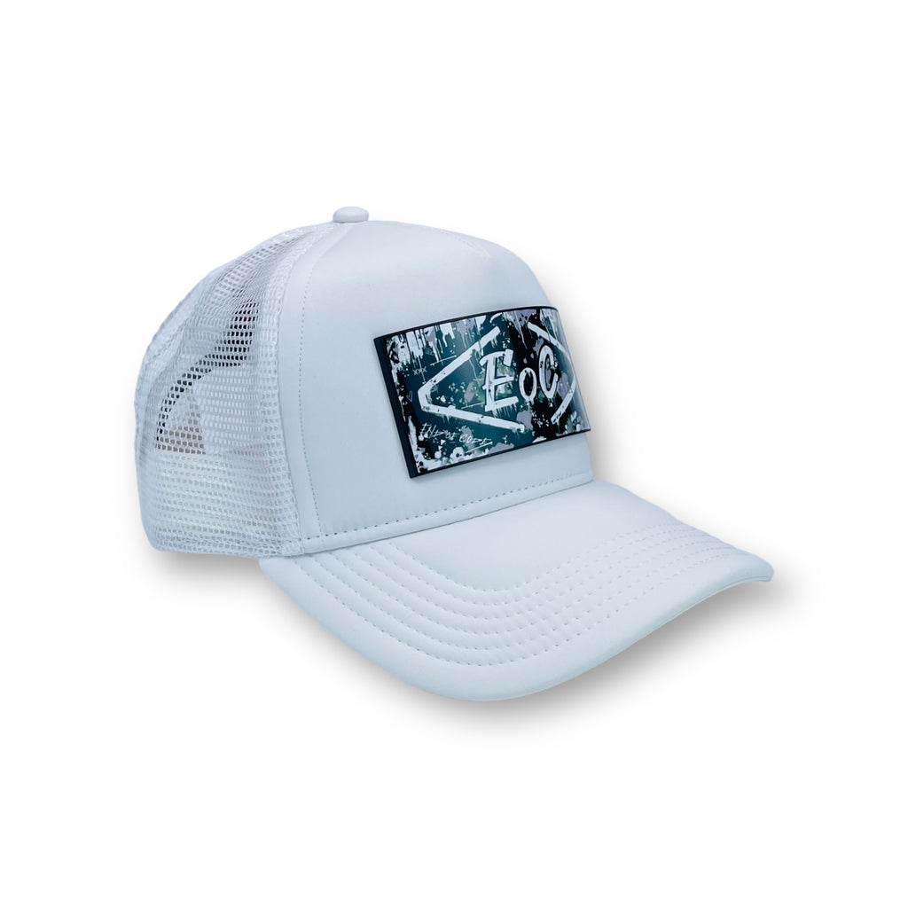 White luxury trucker end of code by PARTCH fashion with front art logo interchangeable