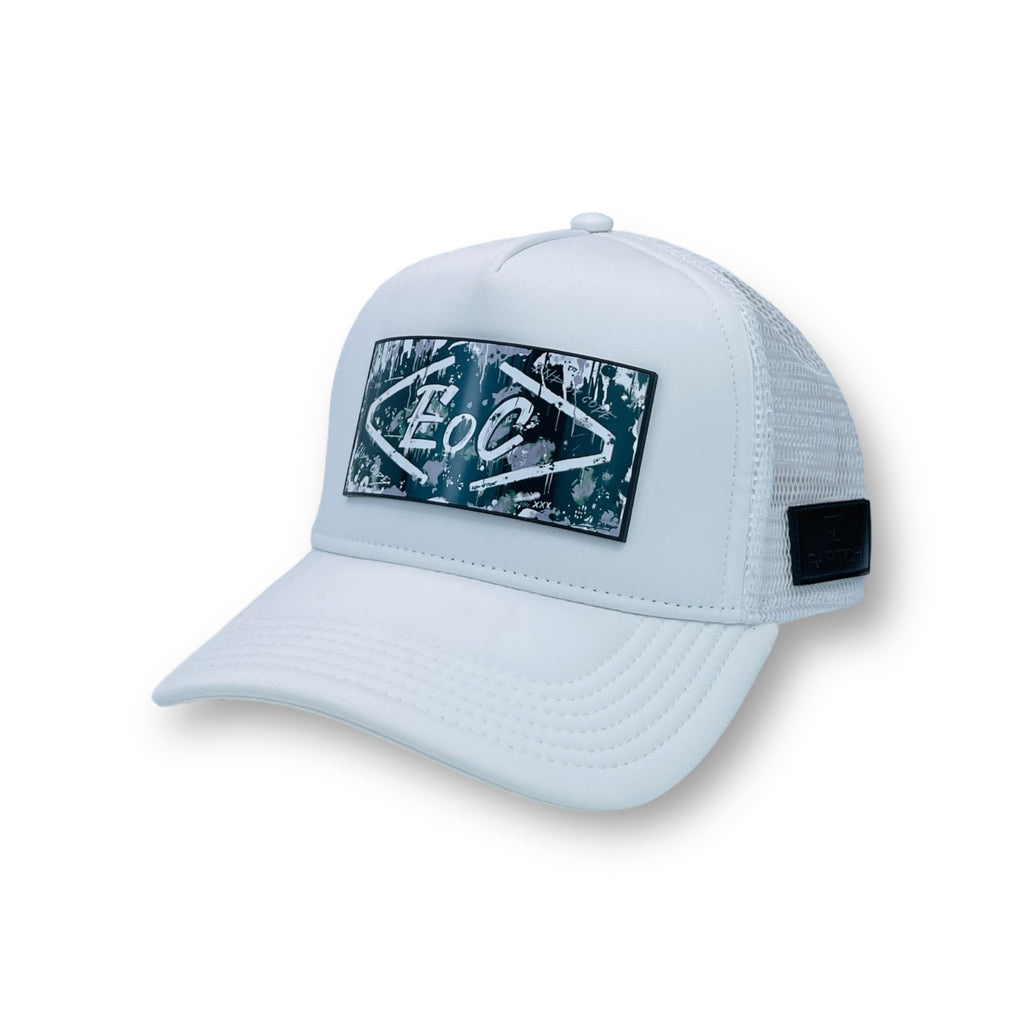 PARTCH Trucker Hat White with End of Code removable front logo patch