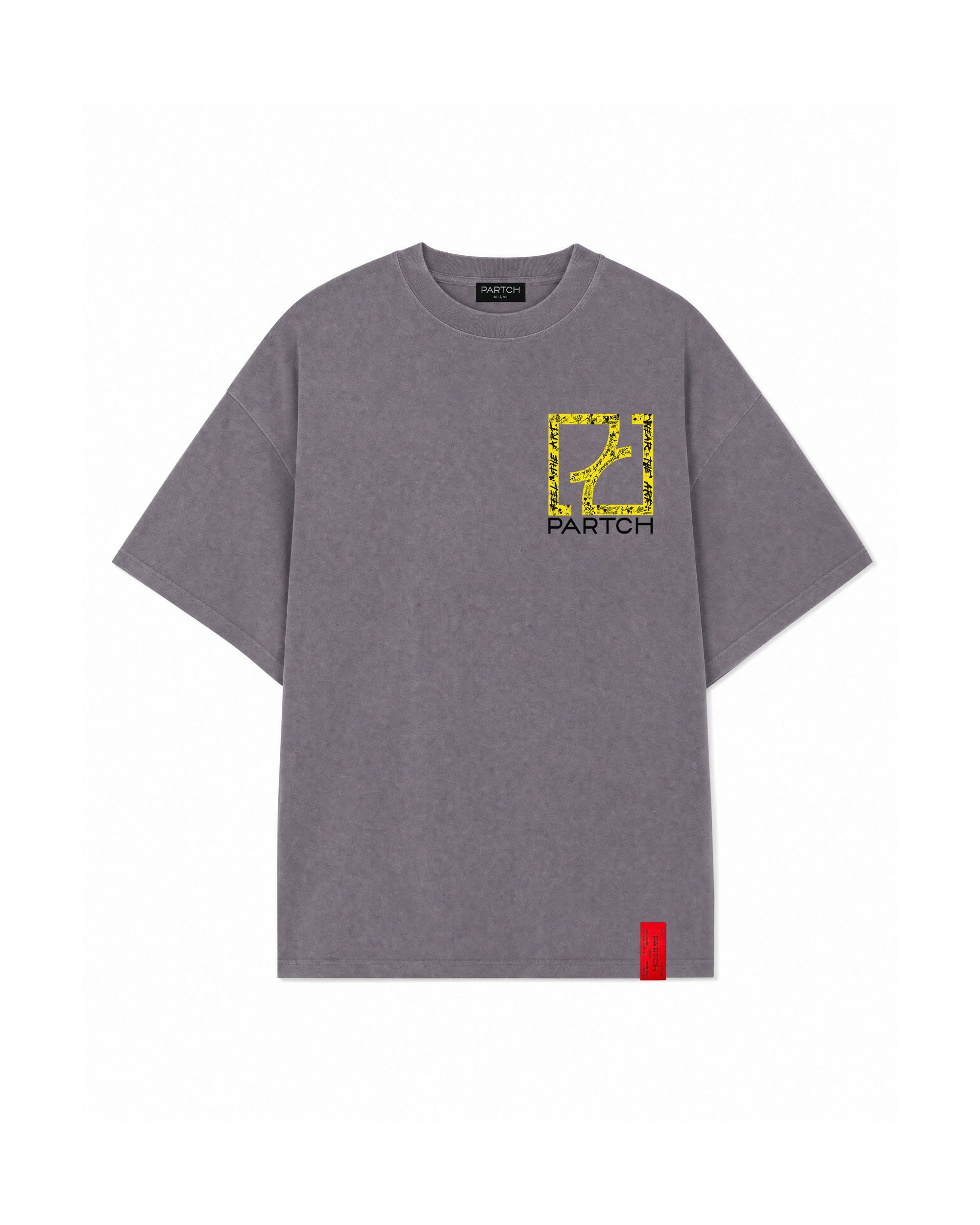 PARTCH Echo Oversized Graphic T-Shirt in Grey Pigment Organic Cotton | Luxury Streetwear
