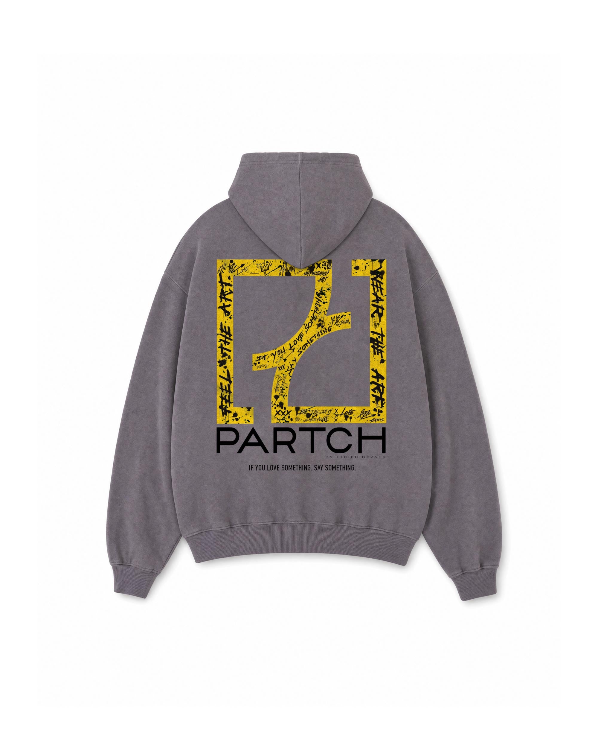 Echo Graphic Hoodie Oversized Fit Grey Pigment Art Printed at the Back | PARTCH