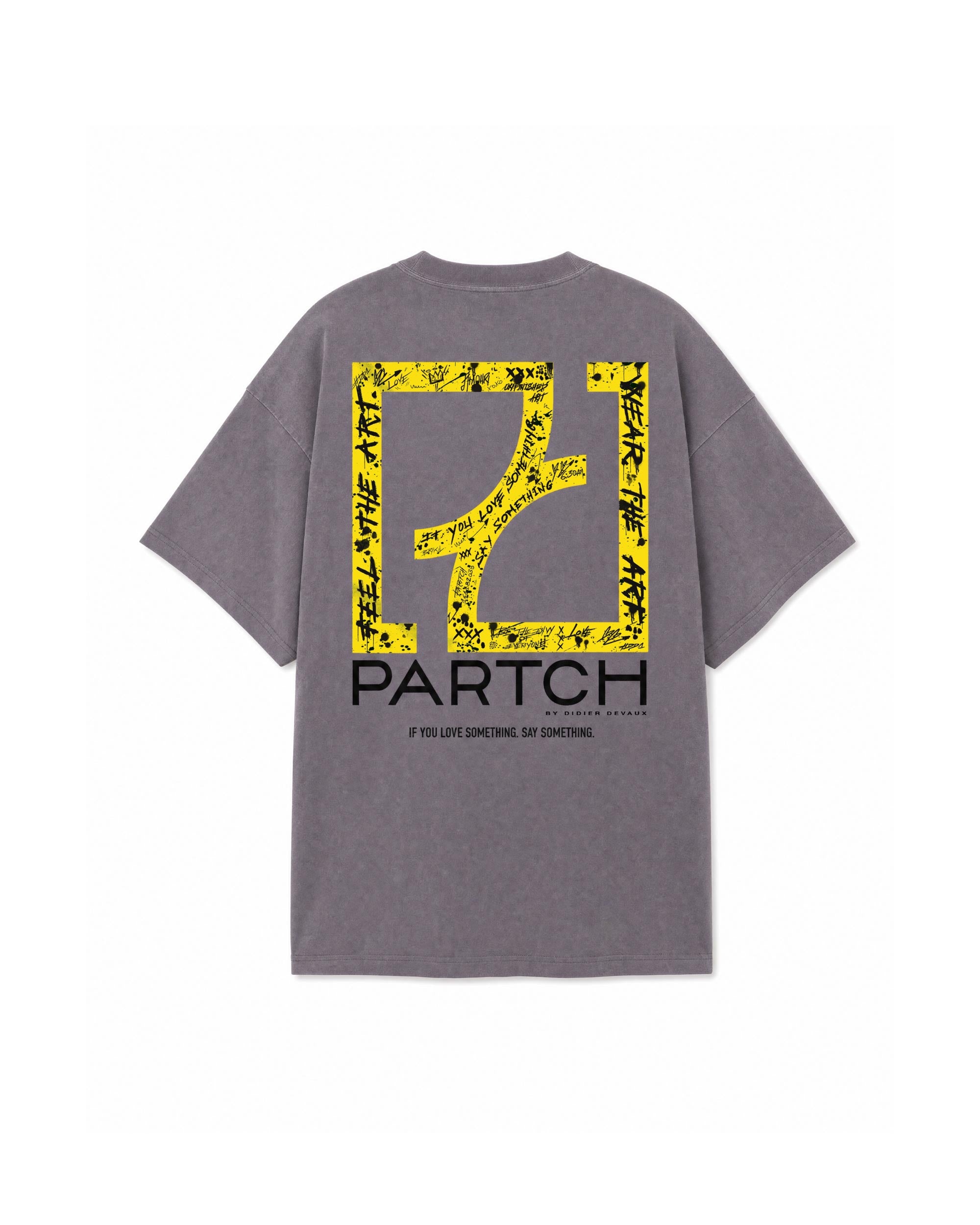 Echo Oversized Tee in Grey Pigment Art Graphic Hand-Painted | If You Love Something, Say Something.