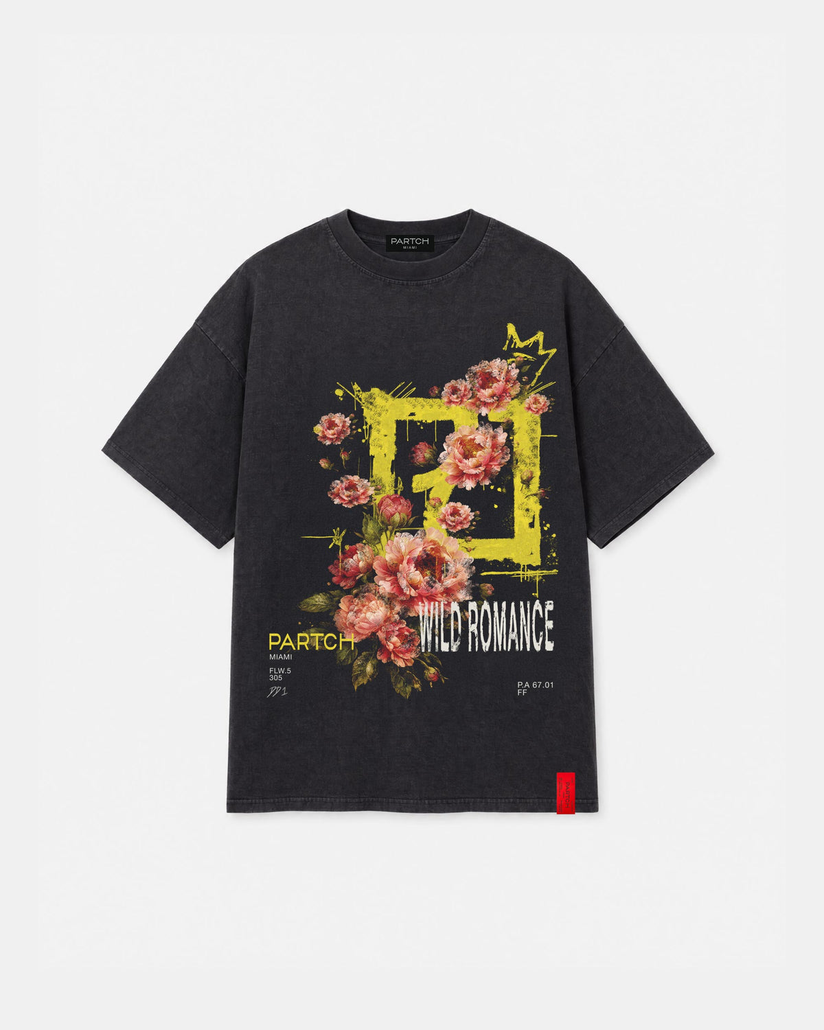 PARTCH Eden Flower Luxury t-Shirt Oversized Fit Vintage Black Cotton