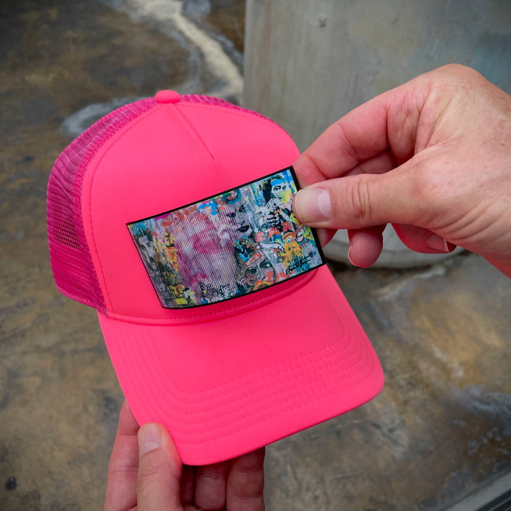 PARTCH Trucker Hat Eyes of Love in Pink | Cedric Bouteiller Artwork