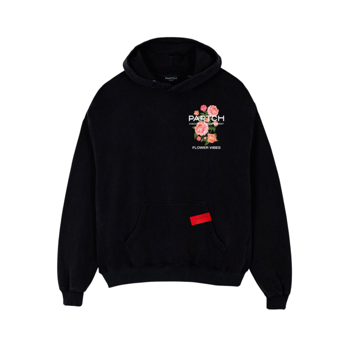 Partch Flower Hoodie Black Oversized Cotton for Men – PARTCH Fashion