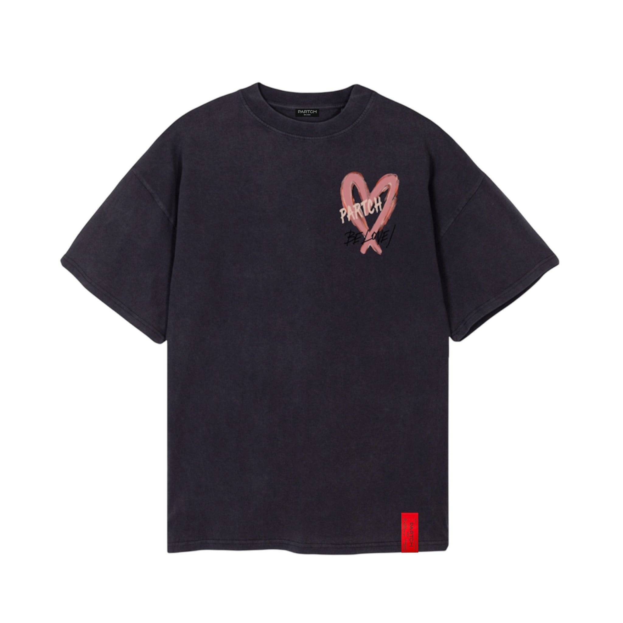 Partch Heart Oversized T-Shirt Vintage Black Graphic Tee Love Cotton