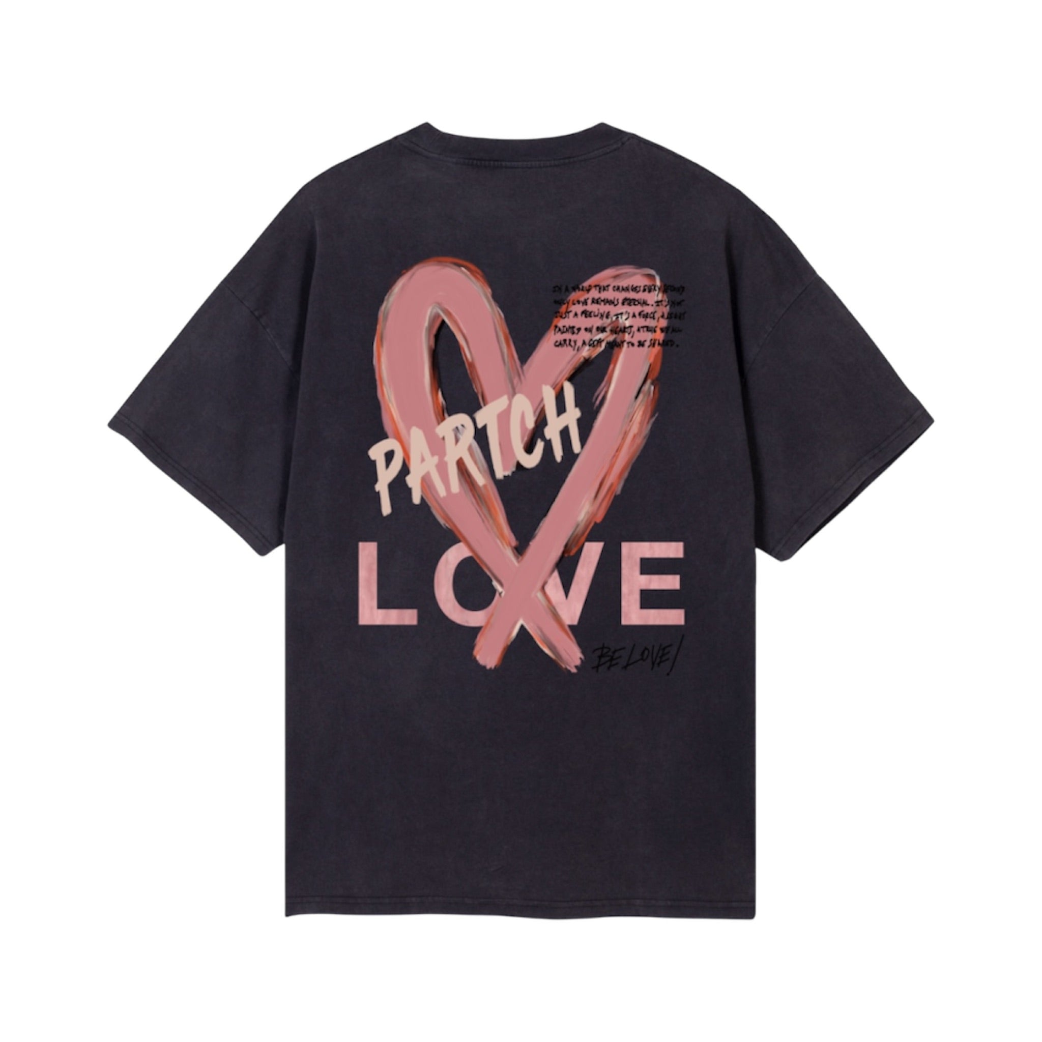 Partch Designer Oversized Tee Heart & Love Cotton Vintage Black | Luxury Streetwear