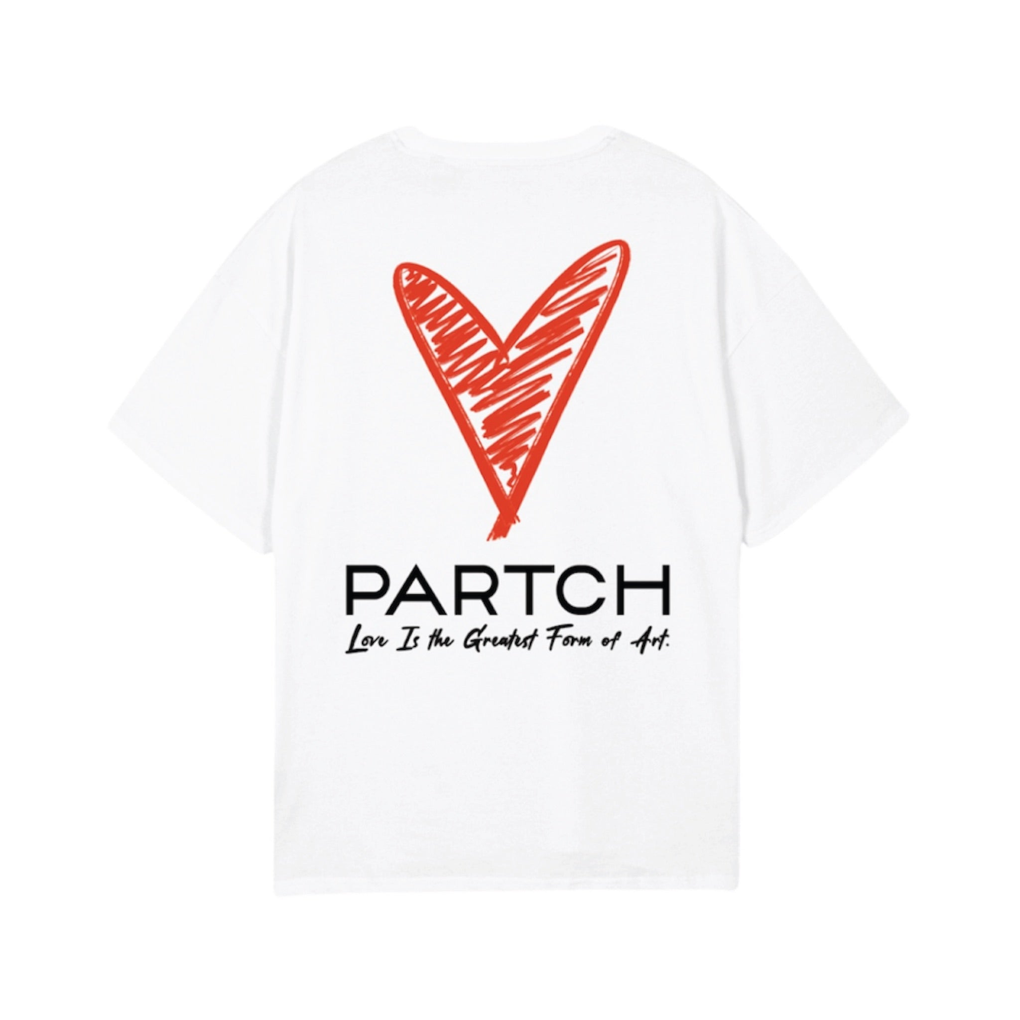 Men's Luxury Oversized T-Shirt in White Heart Printed Artwork | PARTCH
