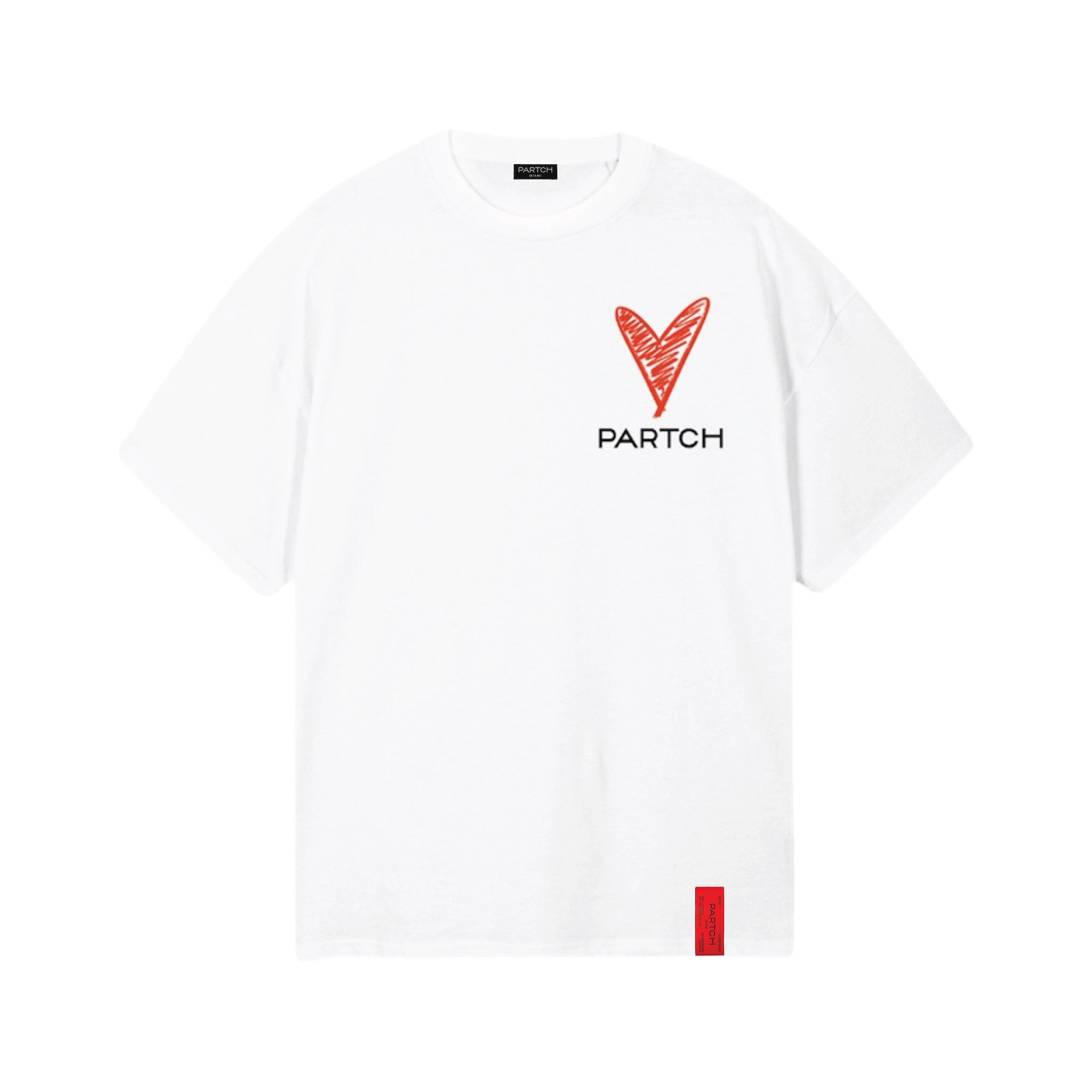 PARTCH Heart Luxury Oversized T-Shirt in White Organic Cotton | Streetwear