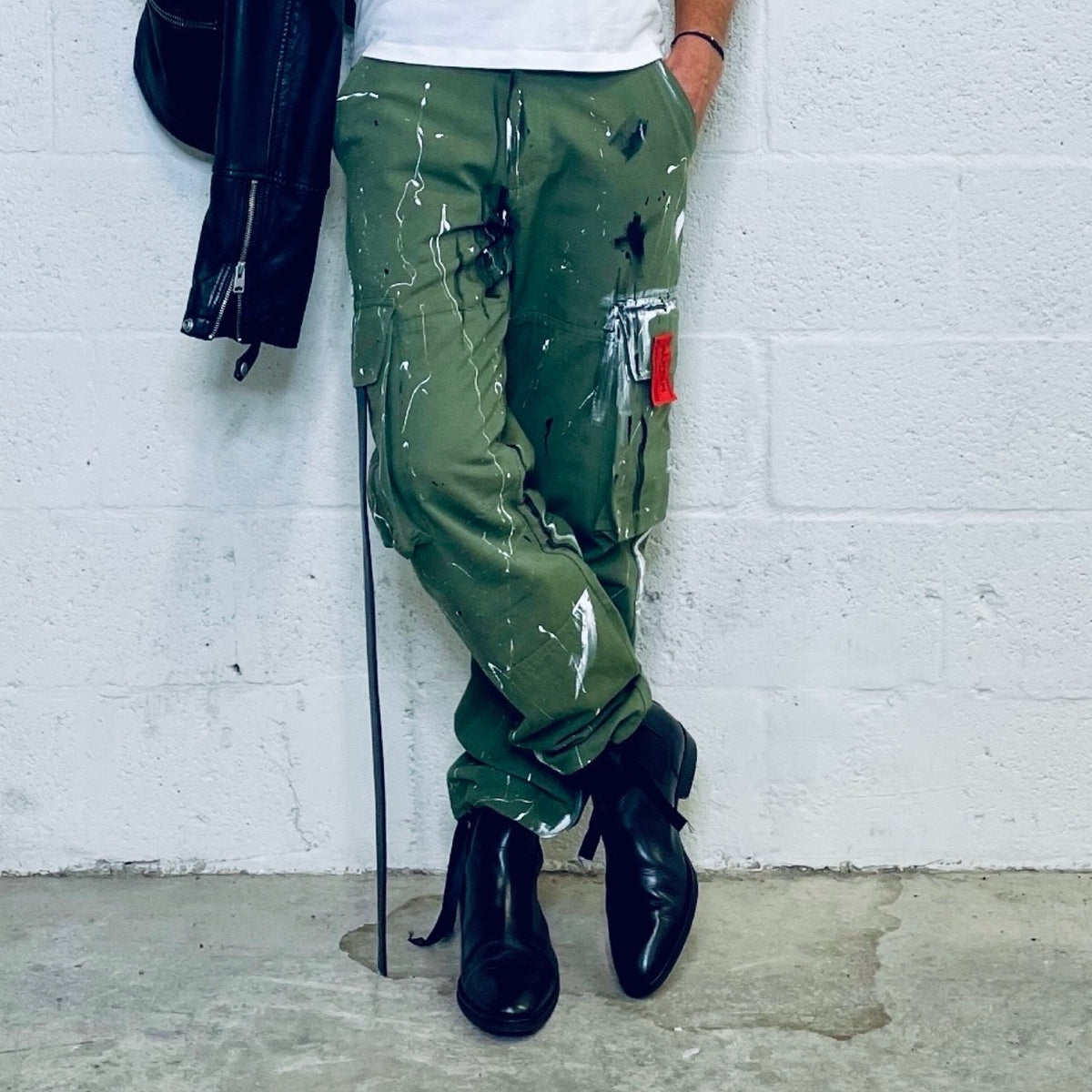 Partch Men's Paint Splatters Cargo Pant Green | PARTCH