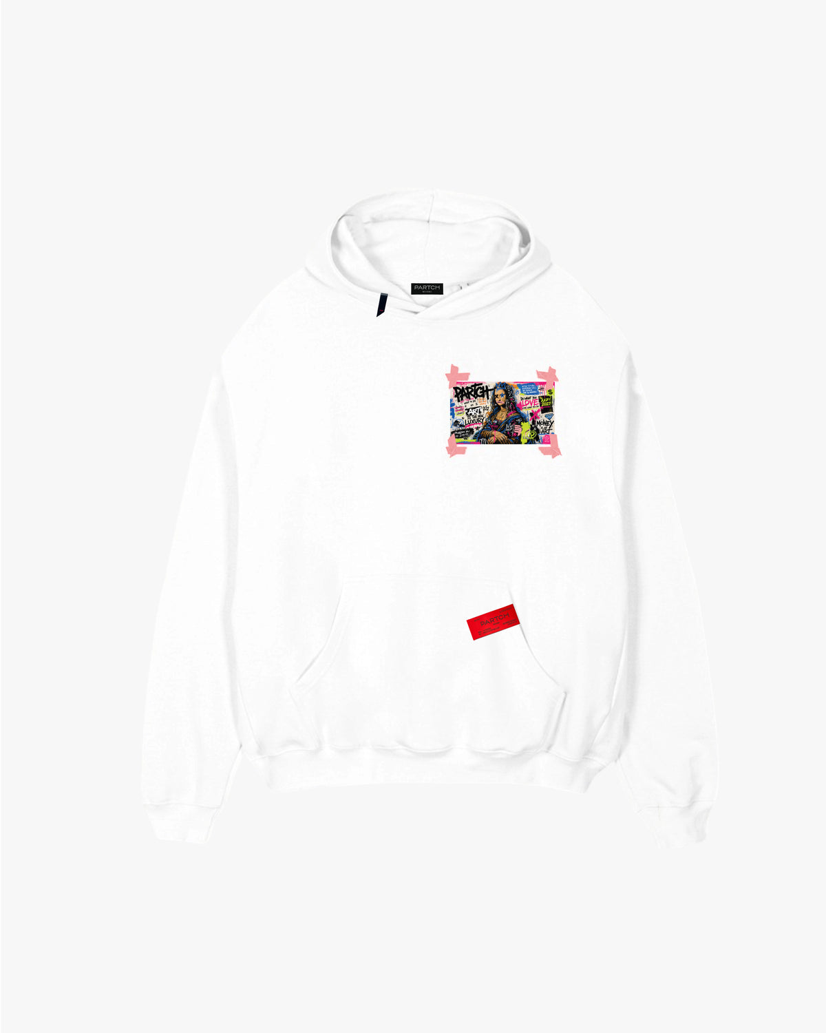 PARTCH Mona Luxury Oversized Hoodie White Graphic Printed Cotton | Designer Streetwear
