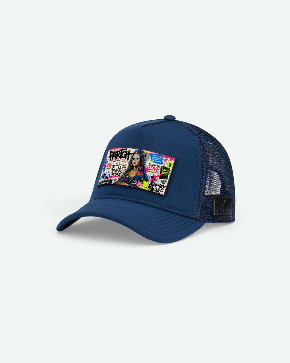PARTCH Mona Trucker Hat Navy Blue Interchangeable Patches
