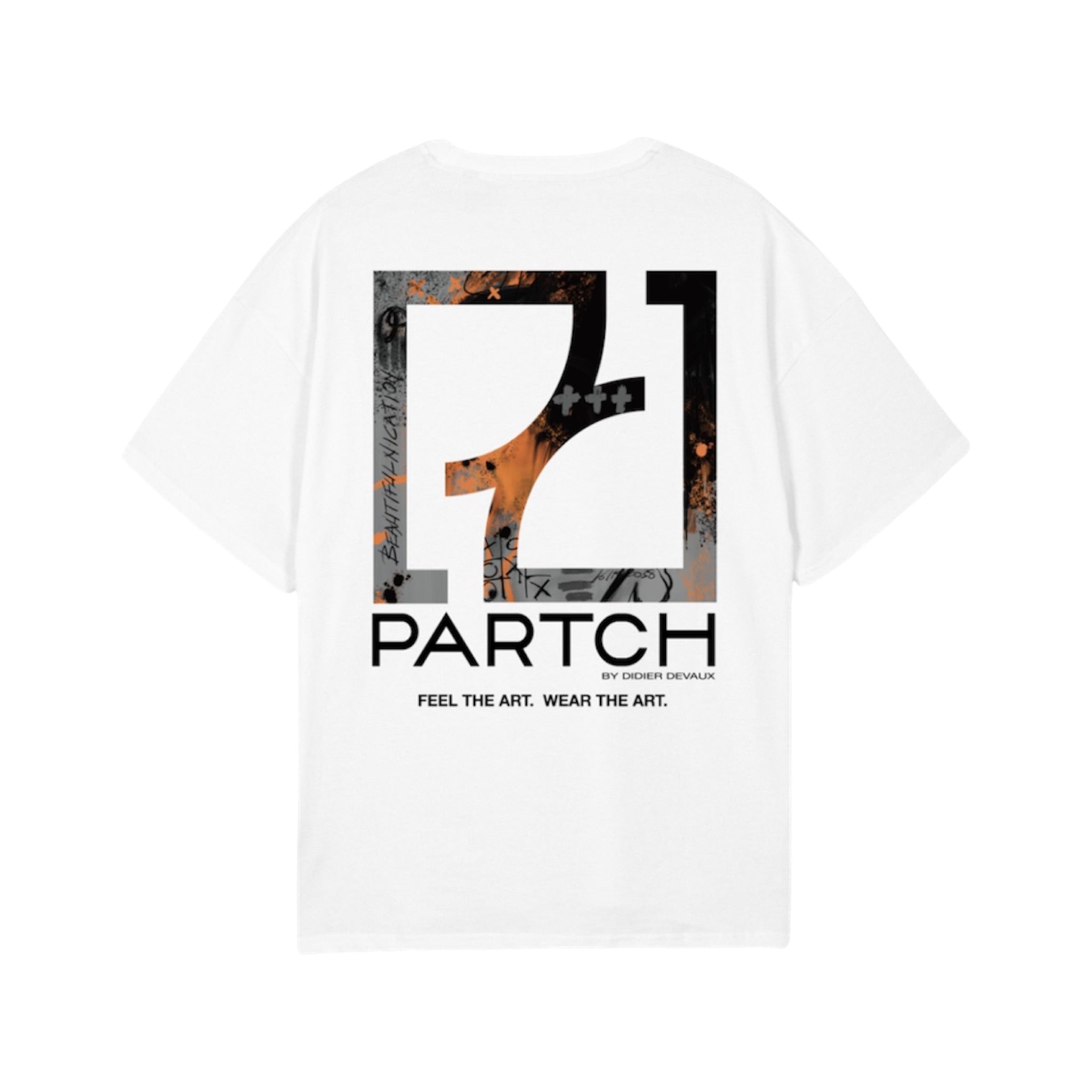 Partch Paint Graphic Oversized T-Shirt in White for Men | Designer Streetwear