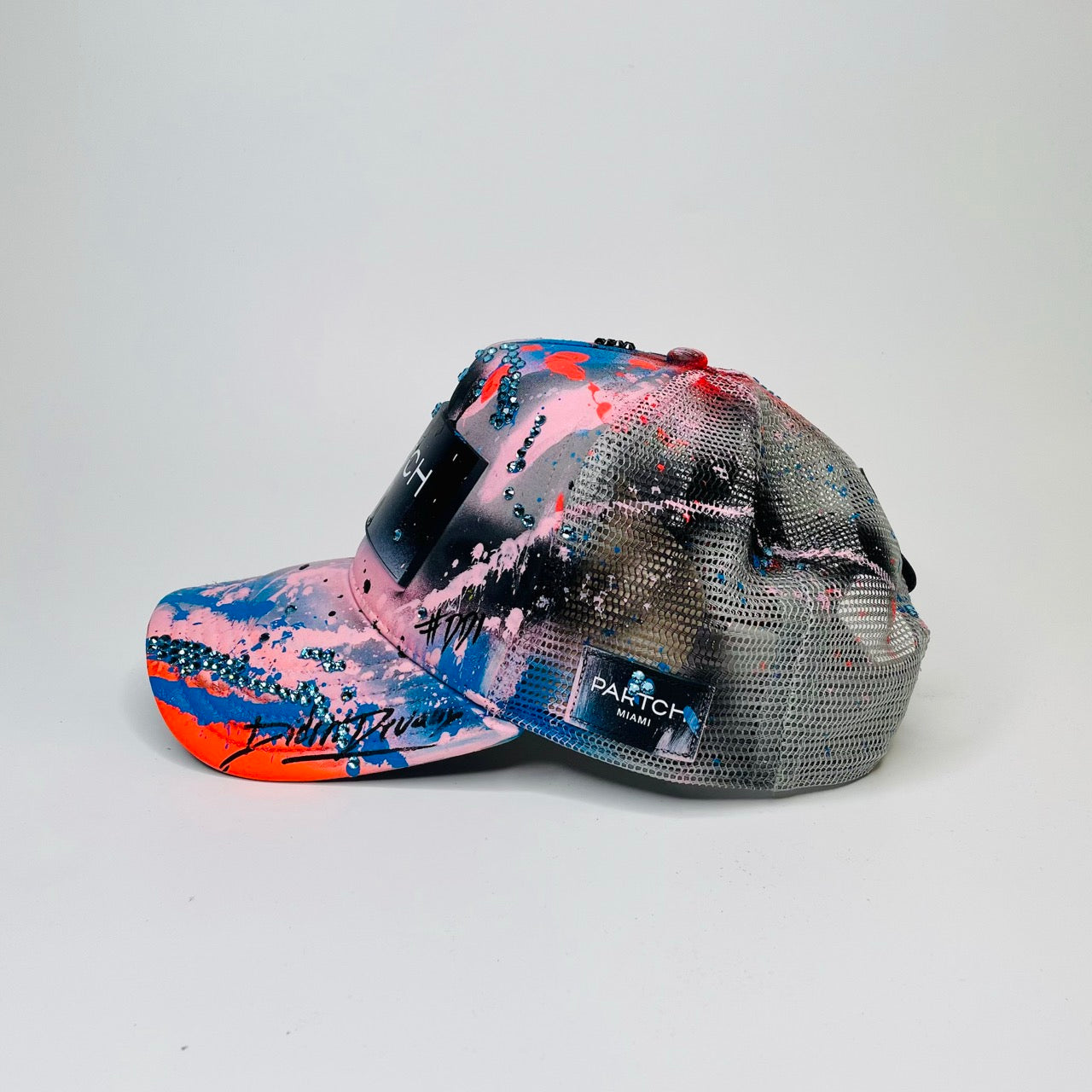 Partch Hand-Painted Trucker Cap with Swarovski Crystal for Men | Workshop Collection