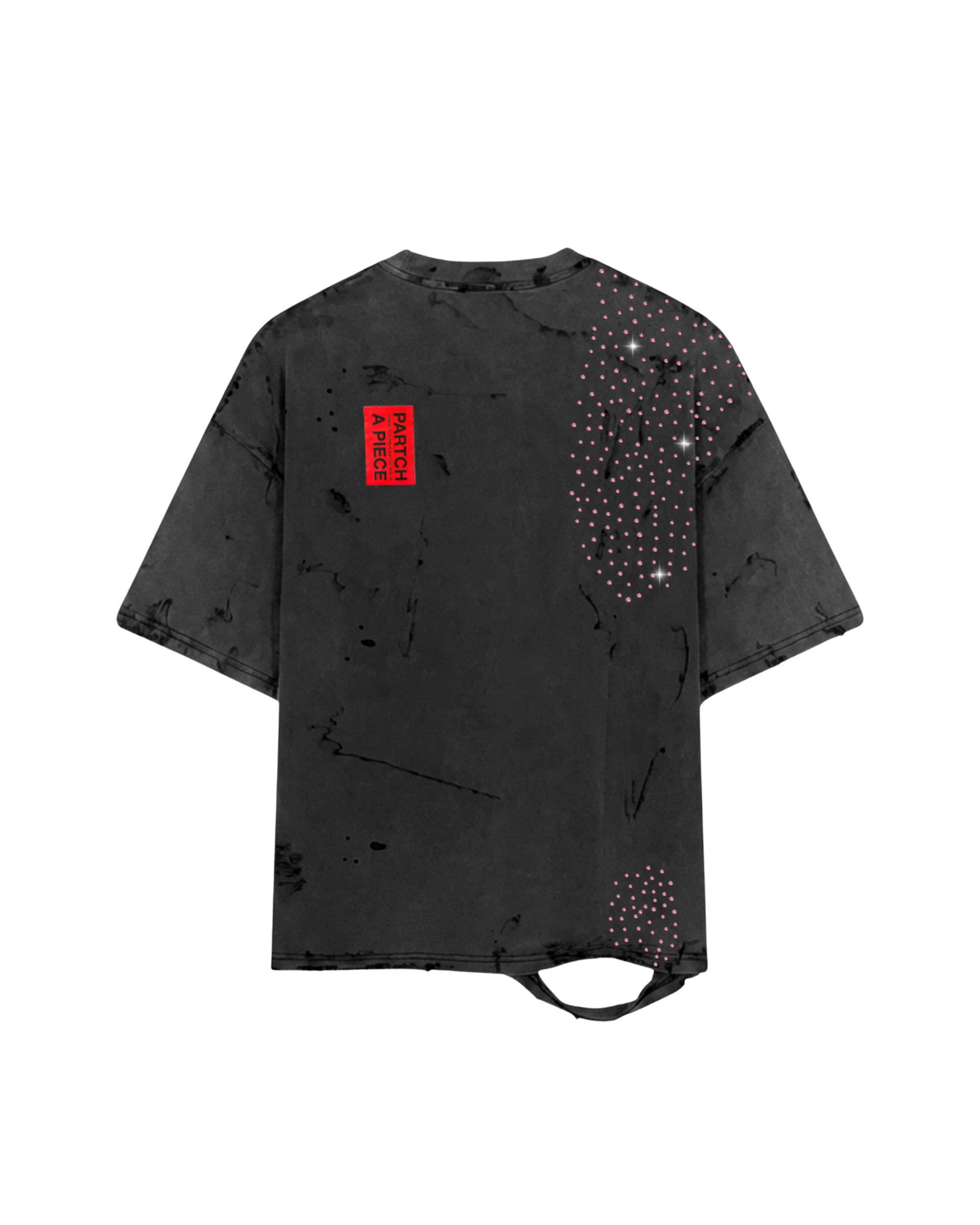 Partch Distressed Oversized Tee Pink Crystal in Vintage Black | by Didier Devaux