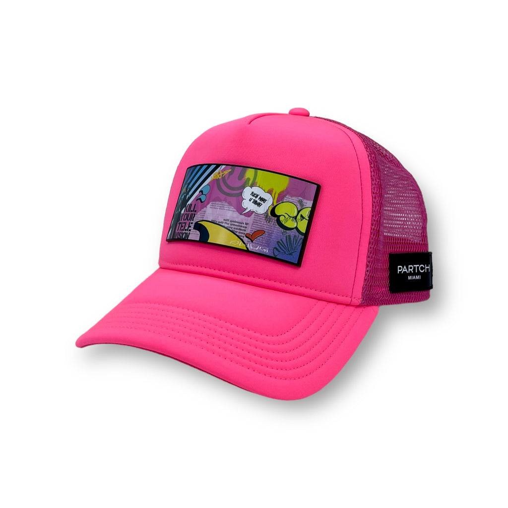 Partch Swag Trucker Hat w/ Art Partch-Clip - Hot Pink Hats, Accessories