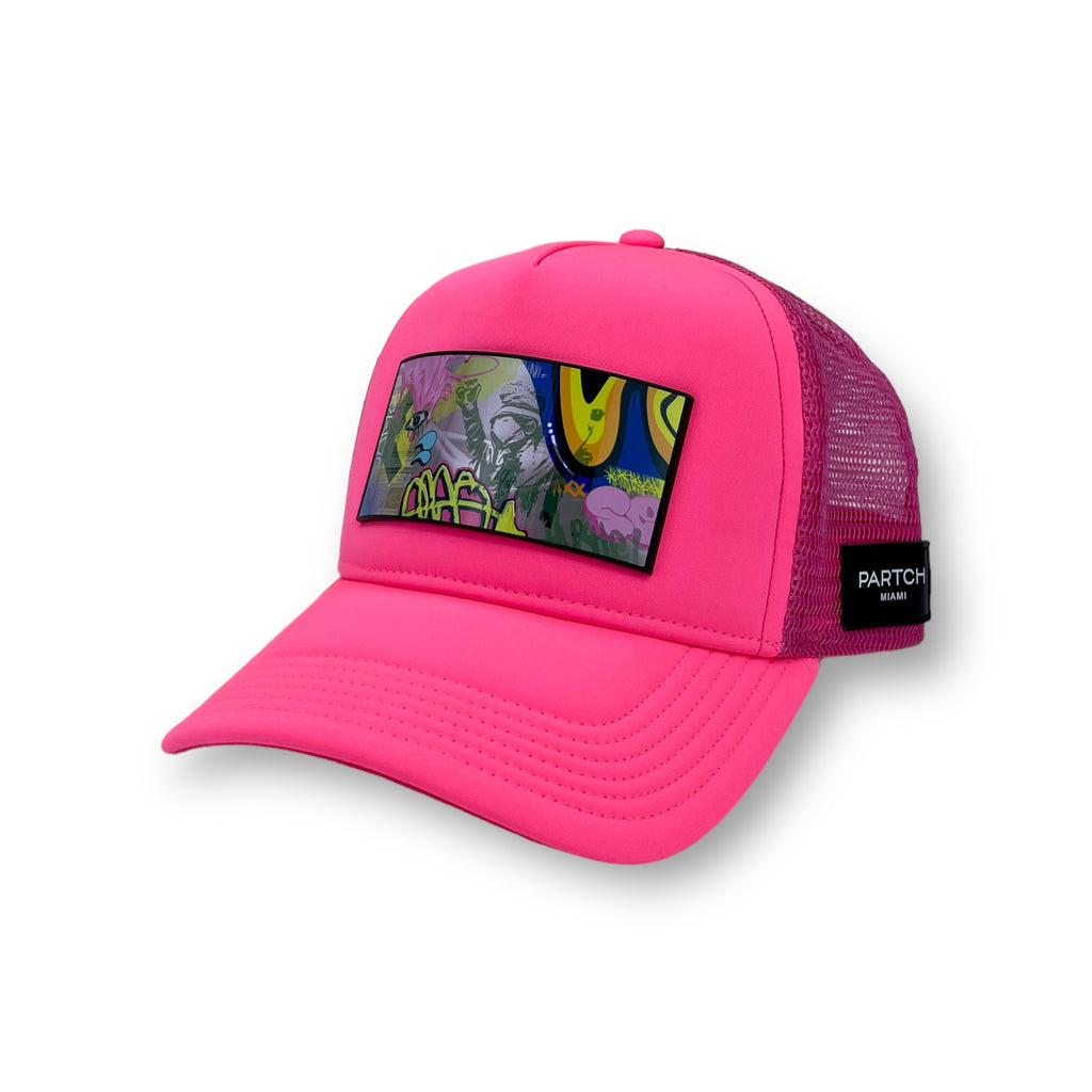 Partch Swag Trucker Hat w/ Art Partch-Clip - Pink Hats