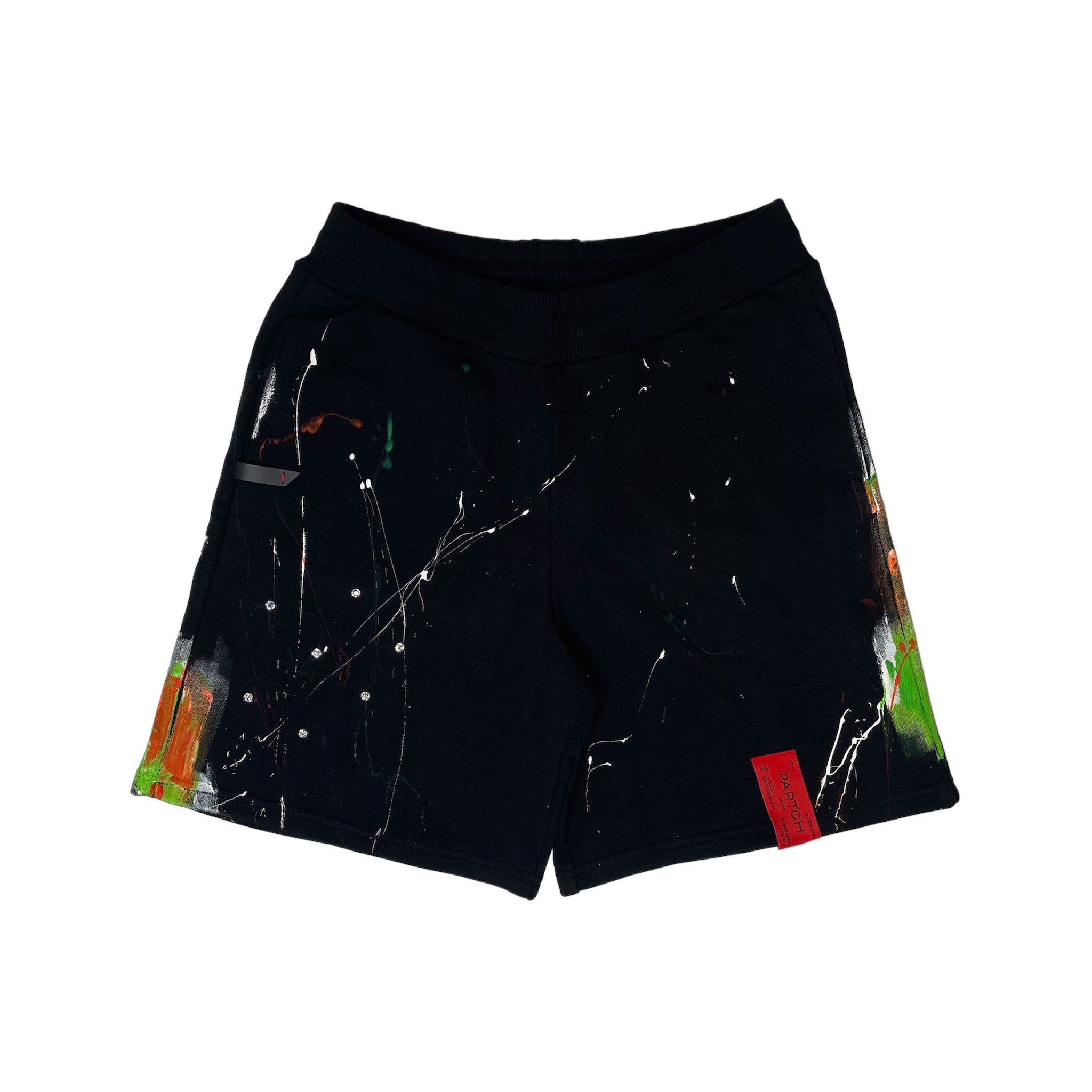 Men's PARTCH Sweat Short Black Hand Painted and Swarovski Crystal
