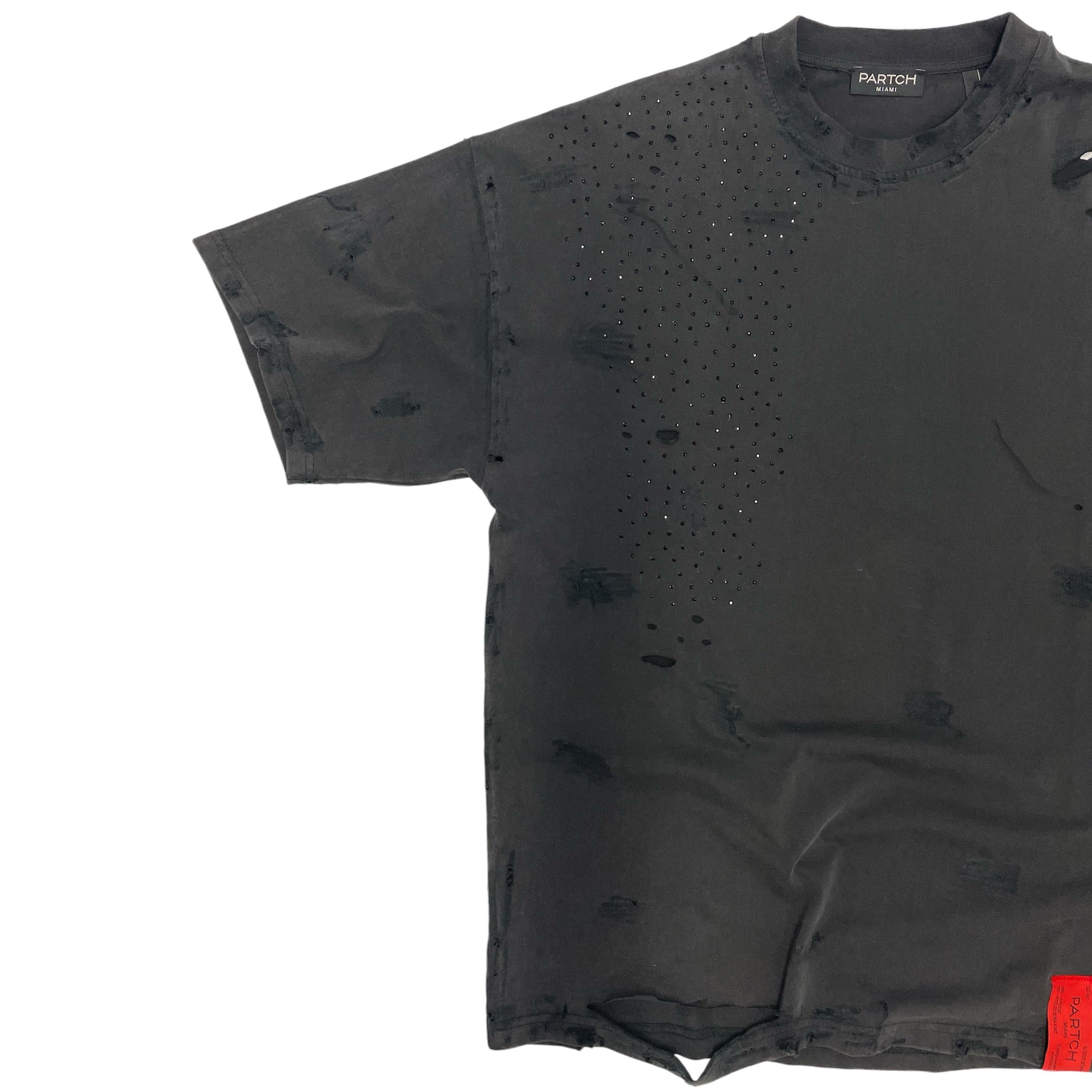 Partch Women's' Crystal Embellished Logo T-Shirt in Black