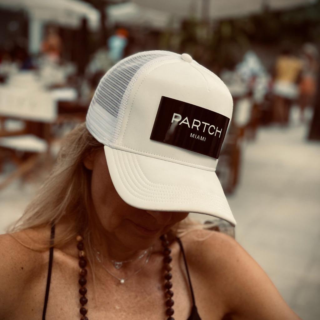 PARTCH Logomania White Trucker Hat with Interchangeable patches | Miami 