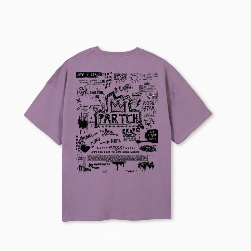 Partch fashion  Mens Pop Love Oversized Fit T-shirt Purple Men's 