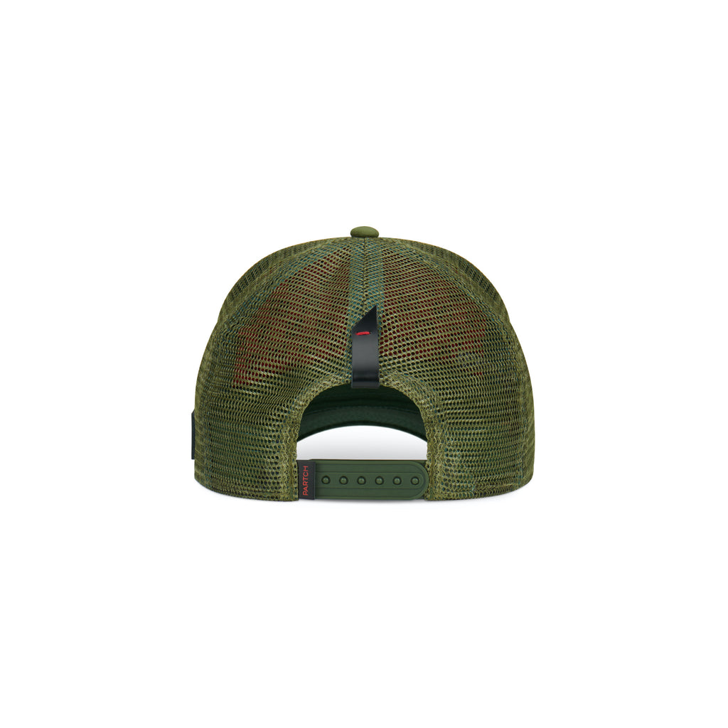 Partch Trucker Hat Green with Genuine Leather Accents