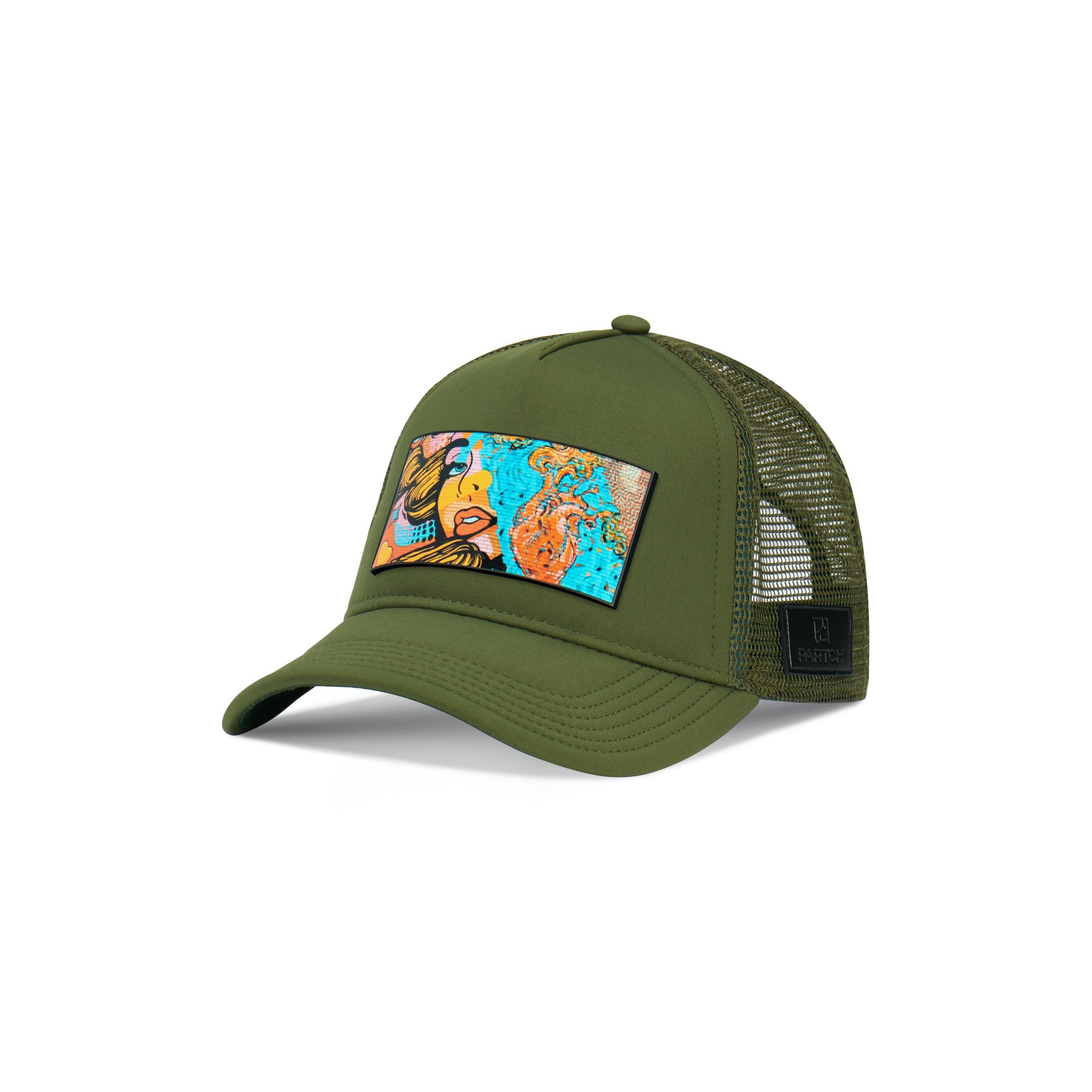 Partch Trucker Hat Kaki with PARTCH-Clip Exsyt Front View