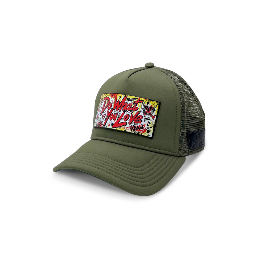 Partch - Do What You Love Trucker Hat in Green - Kaki & Yellow – High Fashion Men and Women Collection