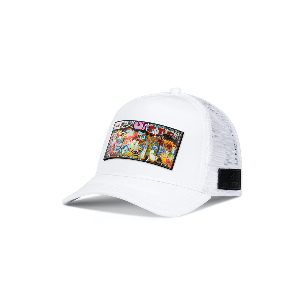 White Trucker Hat Dulxy by Partch, w/ Removable Exclusive Removable Front Patch