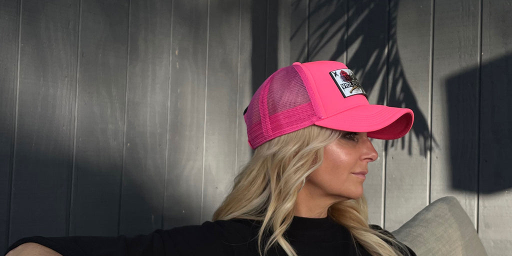 Partch trucker hat pink with removable clip