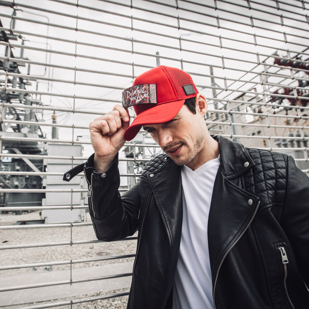 Partch x Do What You Love Trucker Hat Red | Designer Caps for Men