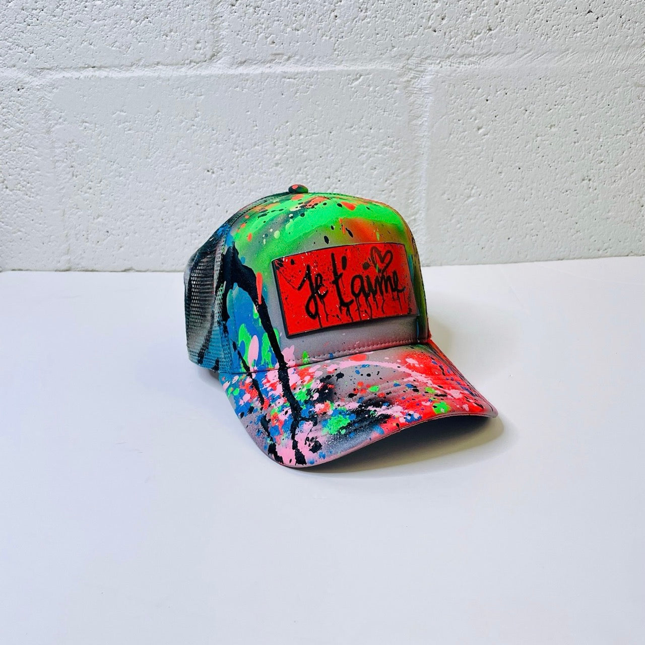 Partch Atelier Je t'aime Trucker Hat Grey | Hand Splattered 