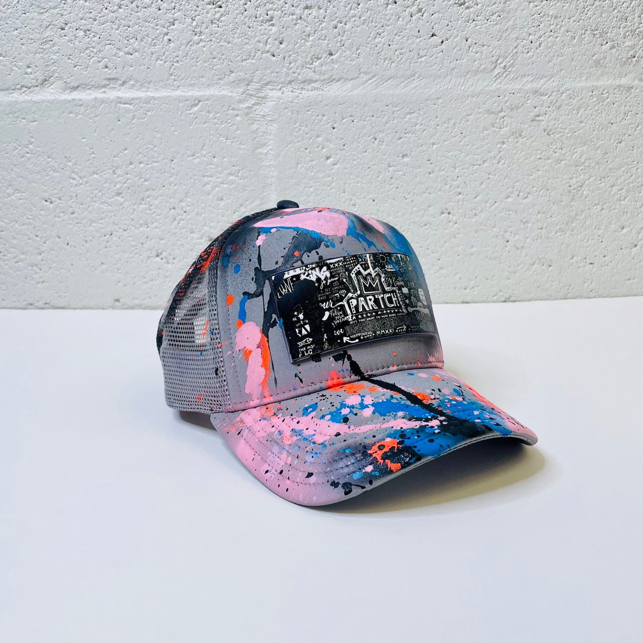 PARTCH Workshop Paint-Splatted Trucker Cap Pop Love Black | PARTCH-Clip