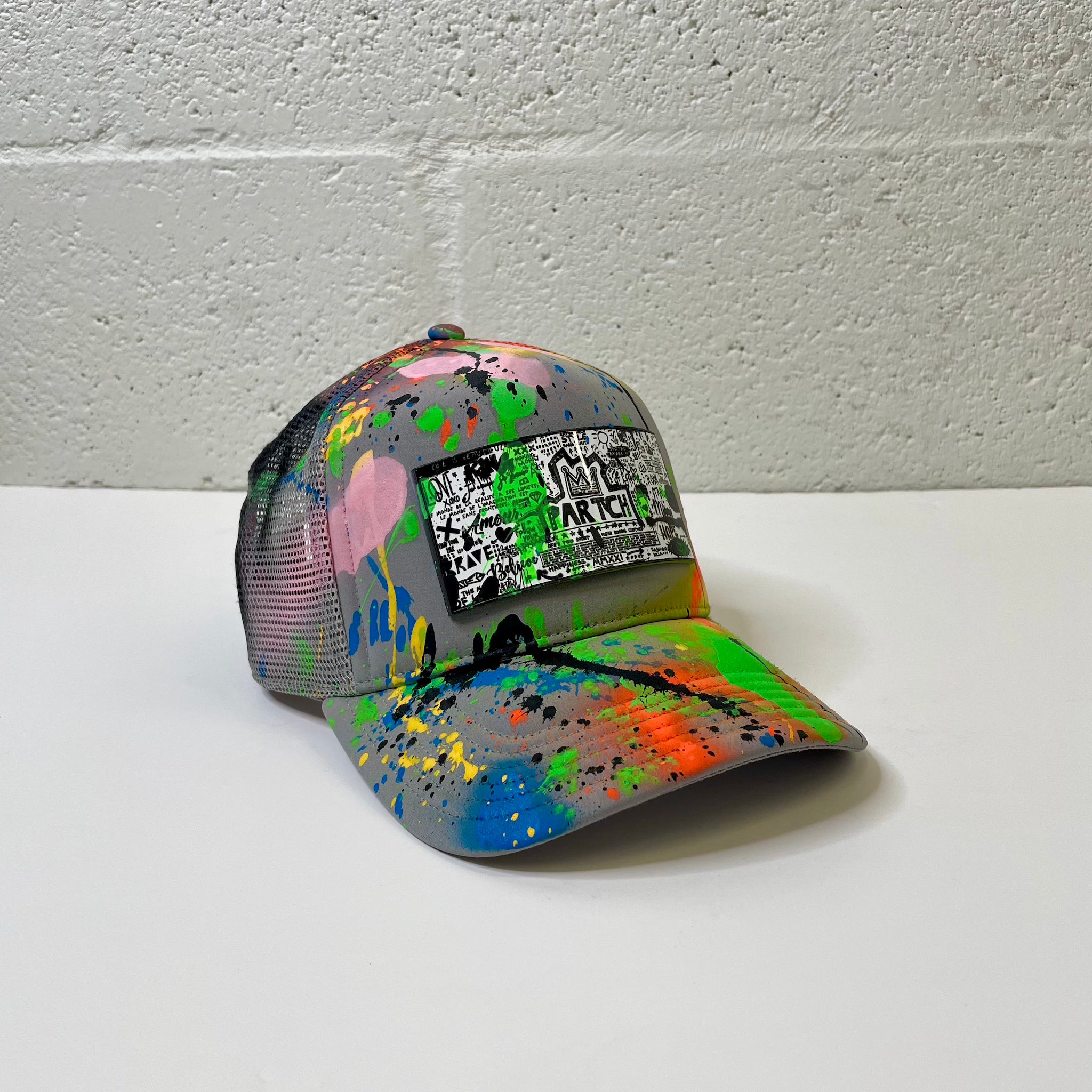 PARTCH Atelier Pop Love Cap in Gray | Custom Hat Hand Painted