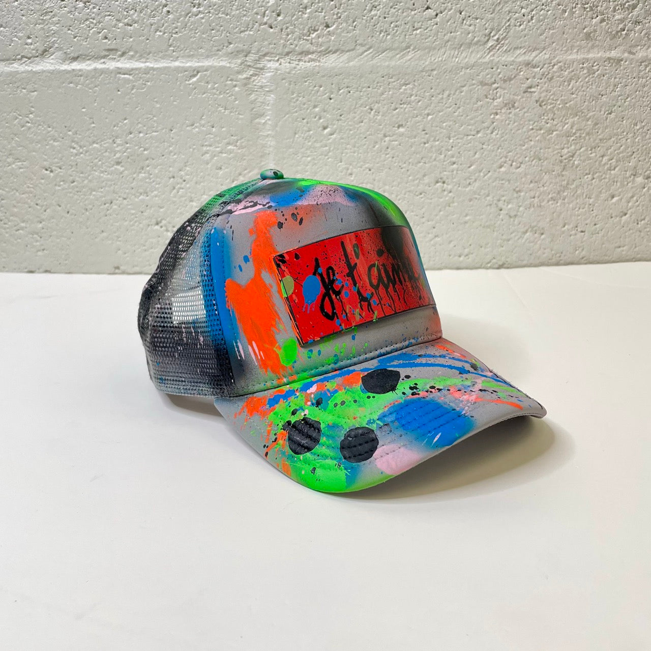 Atelier PARTCH Custom Hand Painted Trucker Hat in Gray