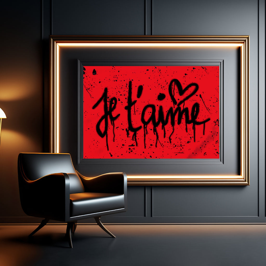 Je t'Aime Fine Art Red Black Limited Edition Print - Partch